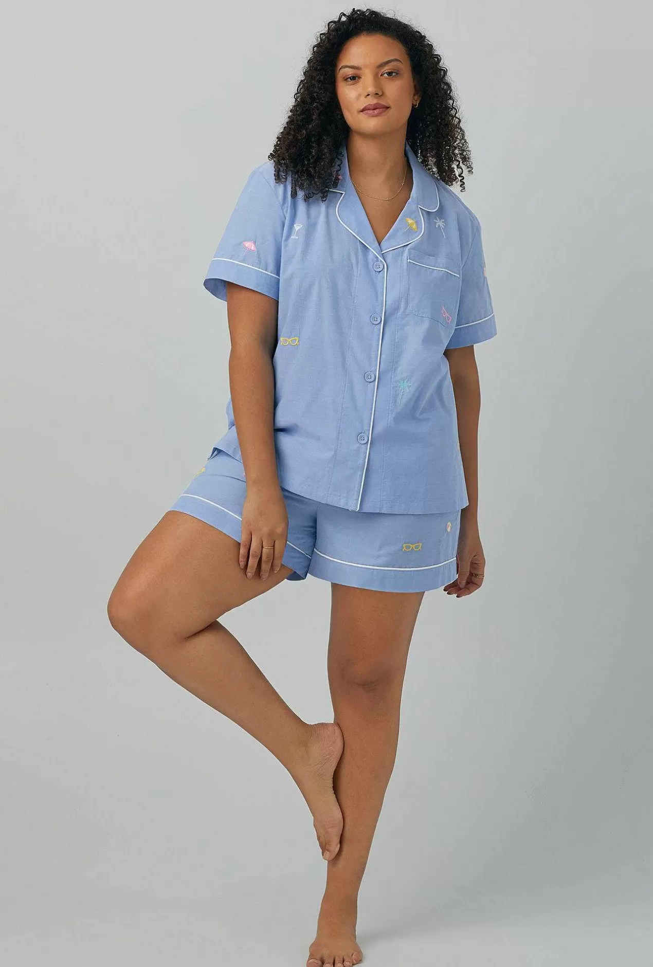 Shorty Sets*Bedhead Pajamas Chambray Short Sleeve Classic Woven Cotton Poplin Shorty Pj Set