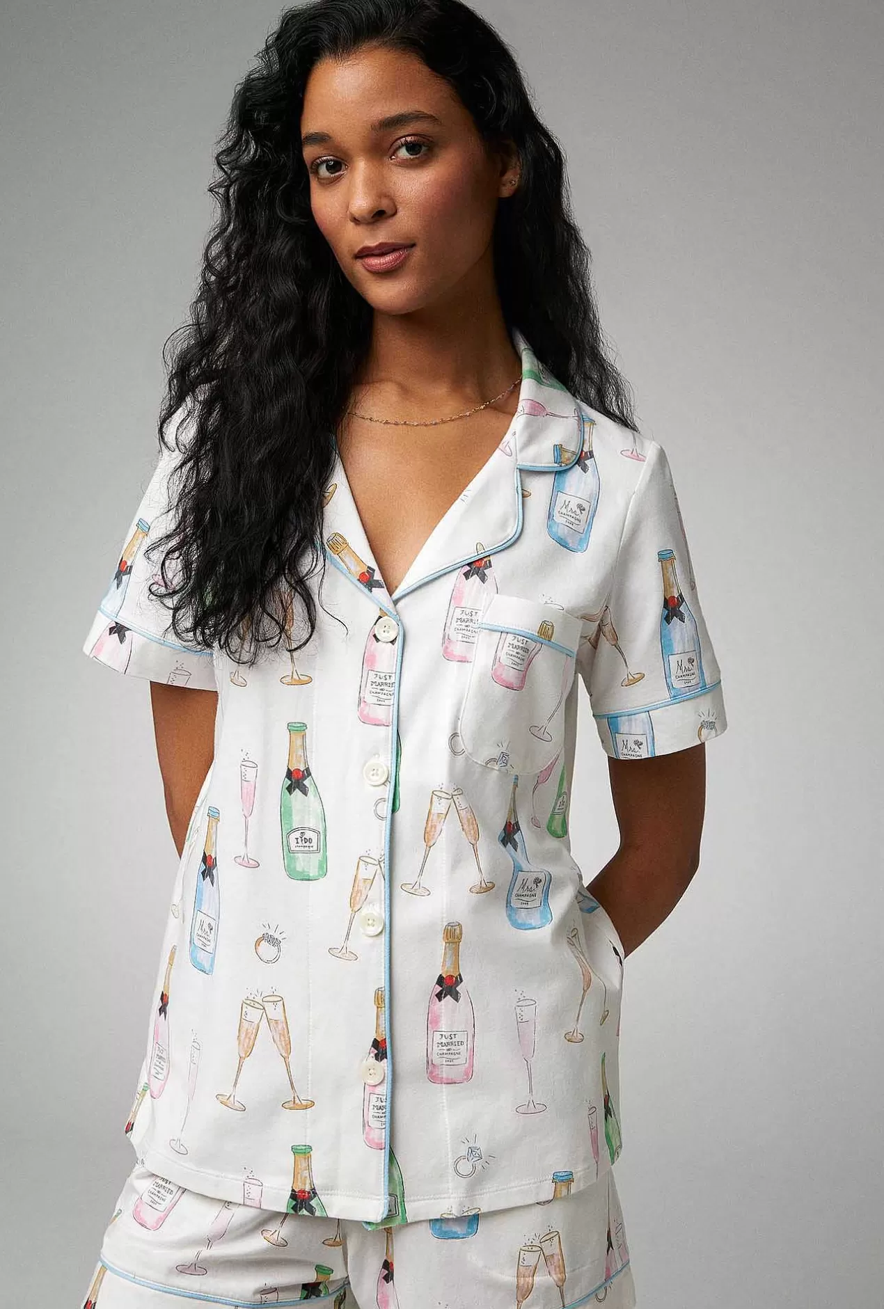 Bridal Shop*Bedhead Pajamas Champagne Wedding Short Sleeve Classic Shorty Stretch Jersey Pj Set