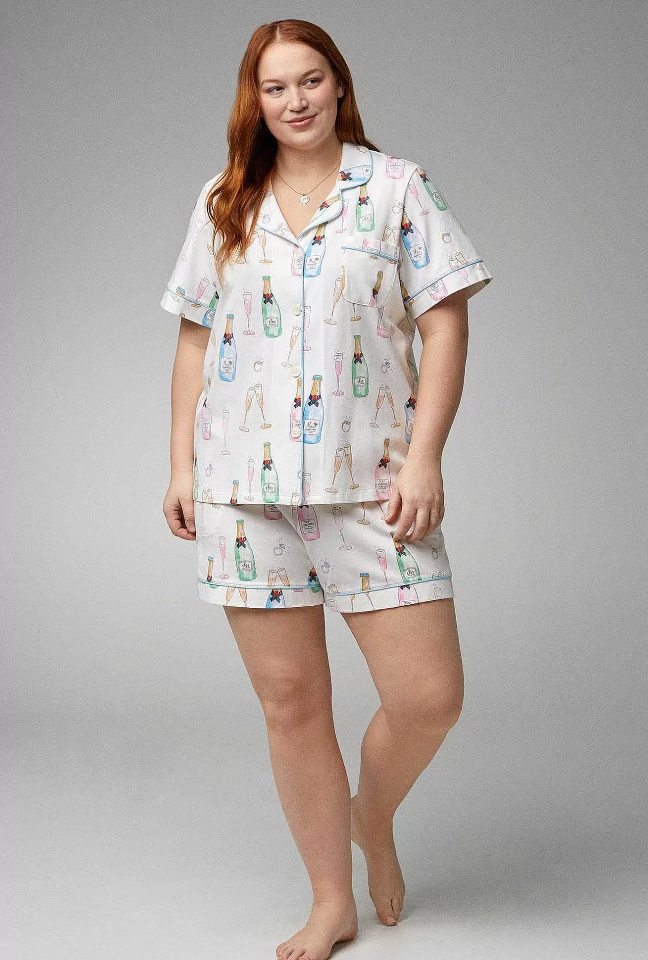 Bridal Shop*Bedhead Pajamas Champagne Wedding Short Sleeve Classic Shorty Stretch Jersey Pj Set
