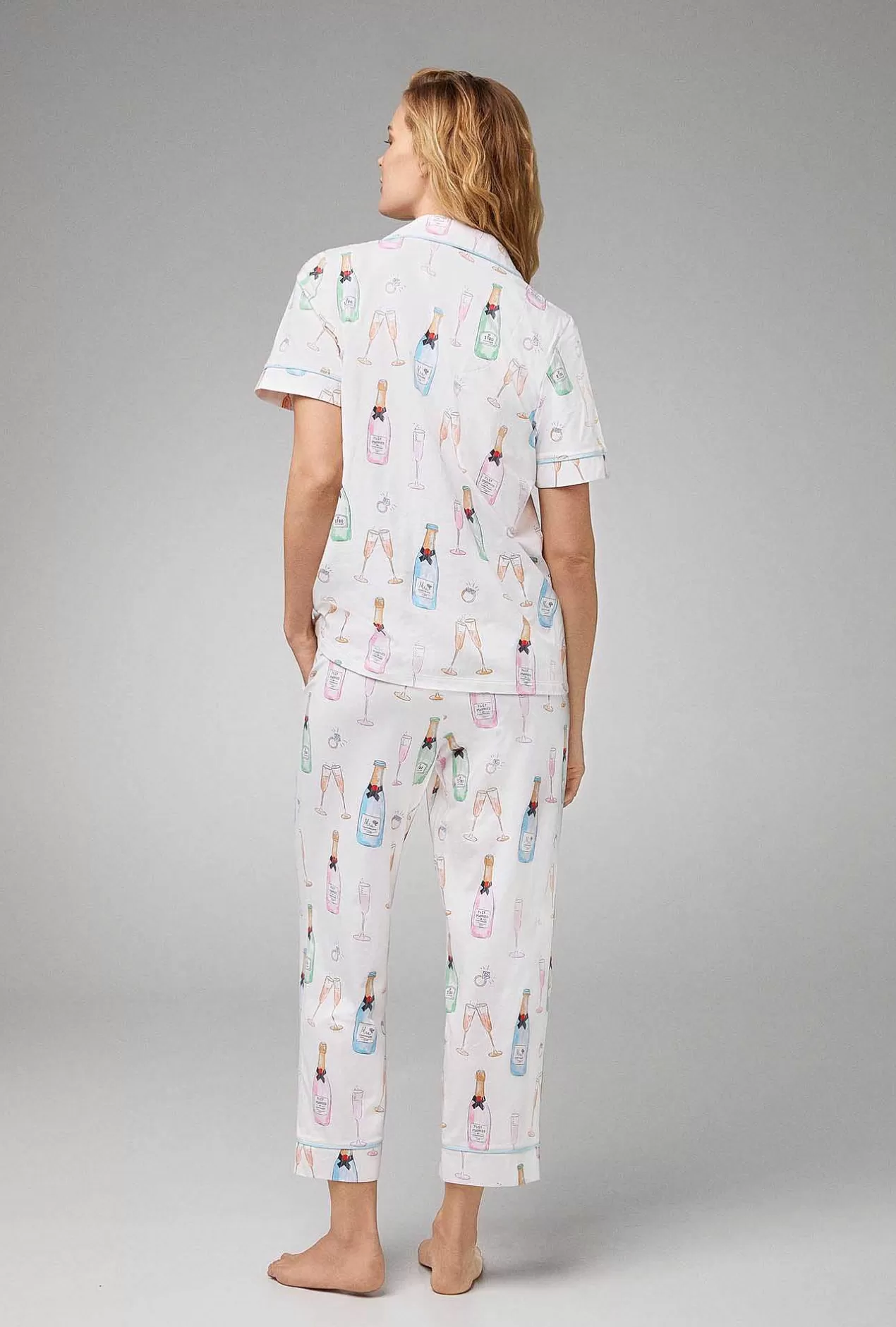 Cropped Sets*Bedhead Pajamas Champagne Wedding Short Sleeve Classic Stretch Jersey Cropped Pj Set