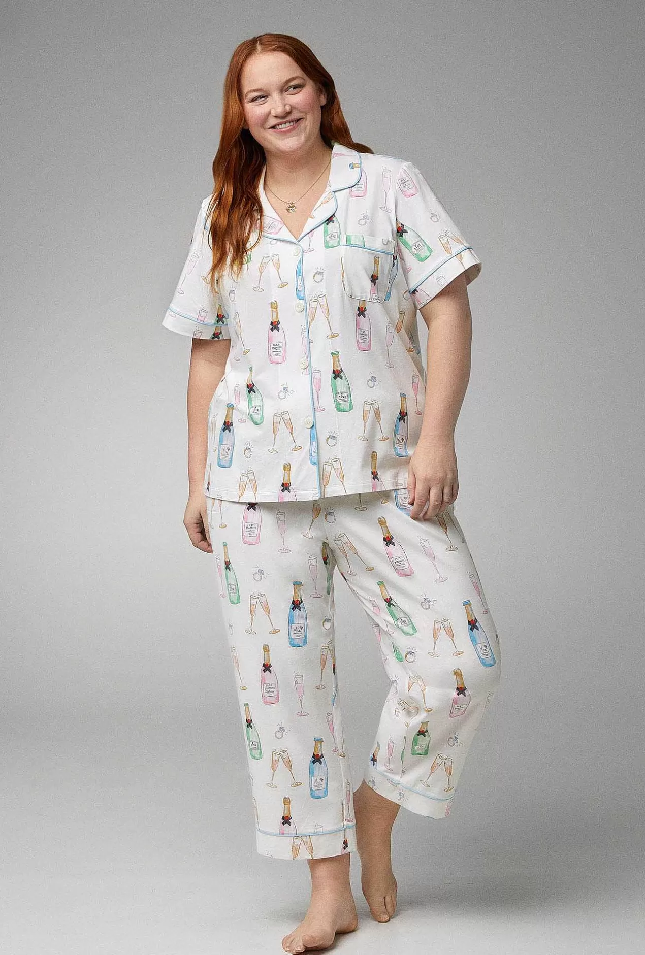 Cropped Sets*Bedhead Pajamas Champagne Wedding Short Sleeve Classic Stretch Jersey Cropped Pj Set