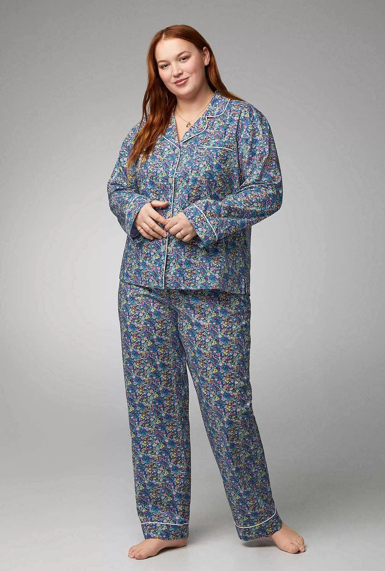Made With Liberty Fabrics*Bedhead Pajamas Classic Garden Long Sleeve Classic Woven Cotton Tana Lawn® Pj Set Made With Liberty Fabrics