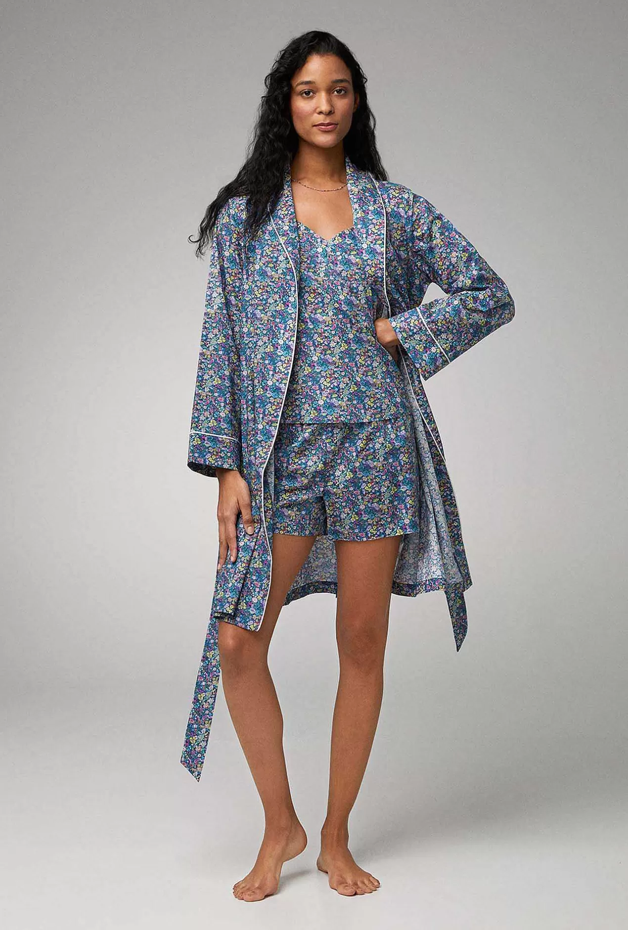 Made With Liberty Fabrics*Bedhead Pajamas Classic Garden Shawl Collar Classic Woven Tana Lawn® Robe Made With Liberty Fabrics