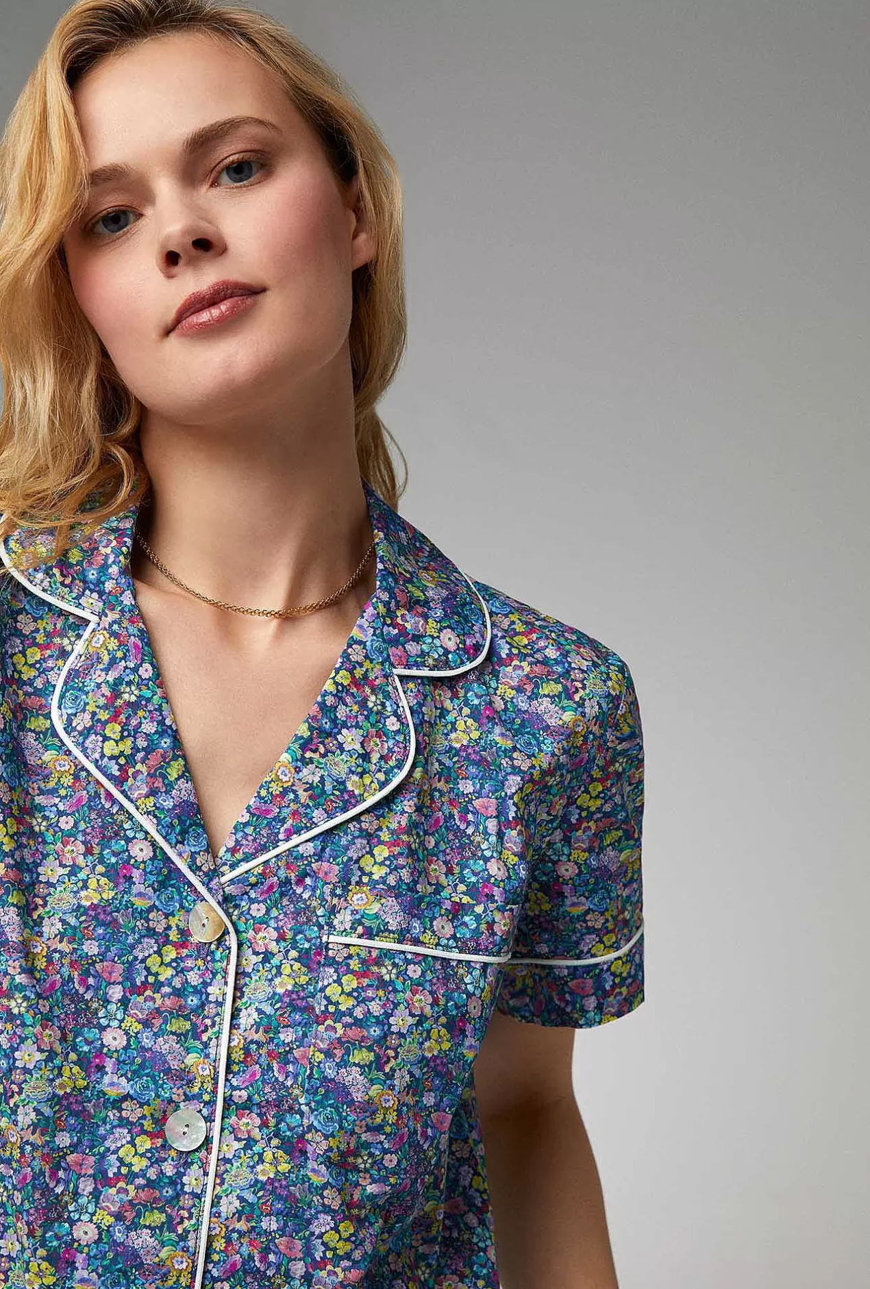 Made With Liberty Fabrics*Bedhead Pajamas Classic Garden Short Sleeve Classic Woven Cotton Tana Lawn® Cropped Pj Set Made With Liberty Fabrics