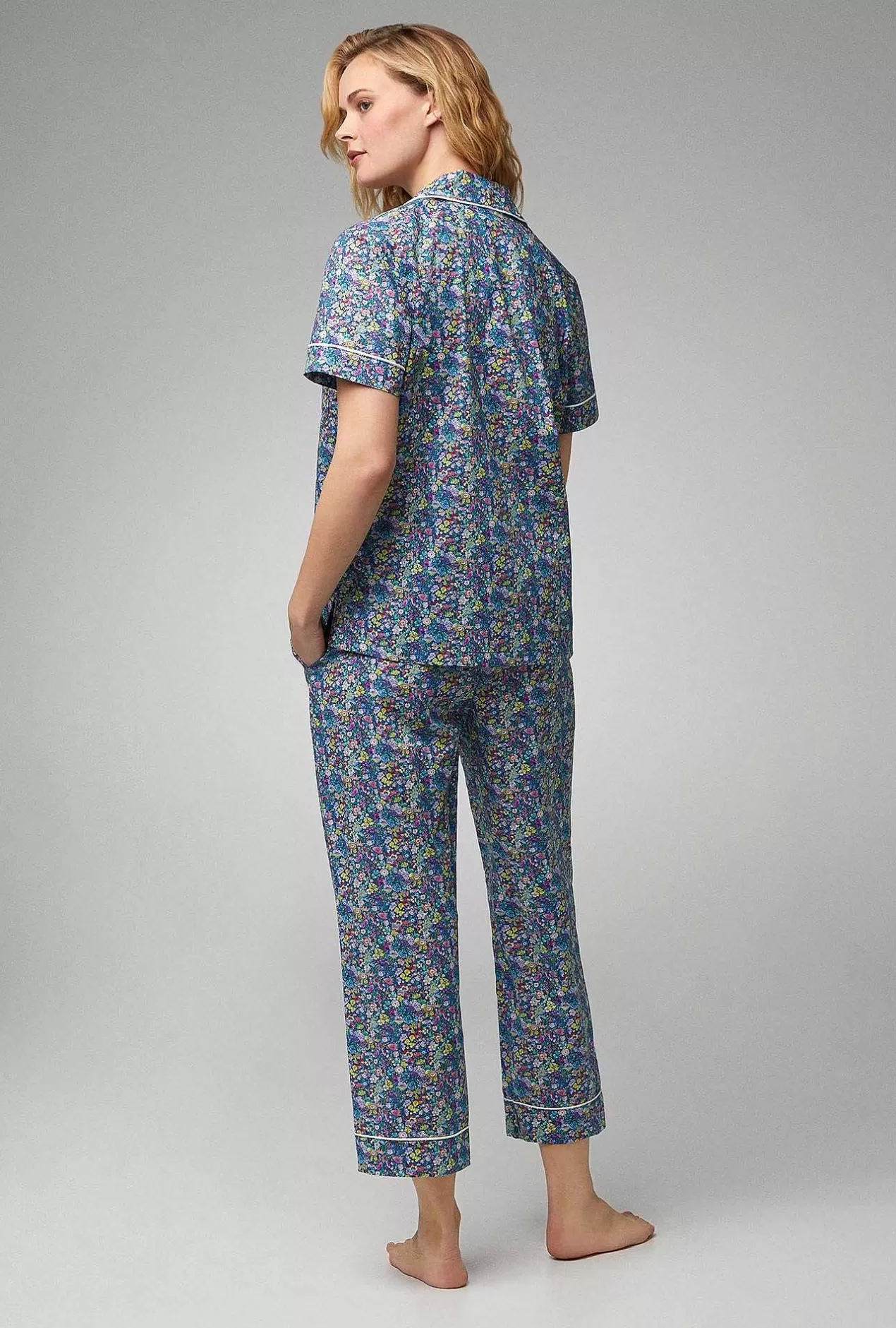 Made With Liberty Fabrics*Bedhead Pajamas Classic Garden Short Sleeve Classic Woven Cotton Tana Lawn® Cropped Pj Set Made With Liberty Fabrics