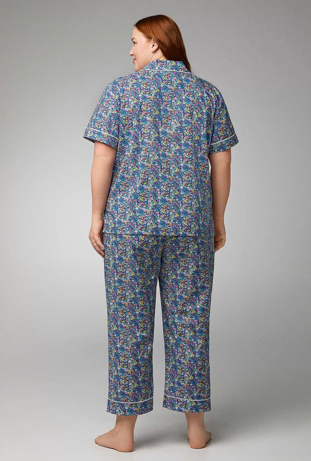 Made With Liberty Fabrics*Bedhead Pajamas Classic Garden Short Sleeve Classic Woven Cotton Tana Lawn® Cropped Pj Set Made With Liberty Fabrics