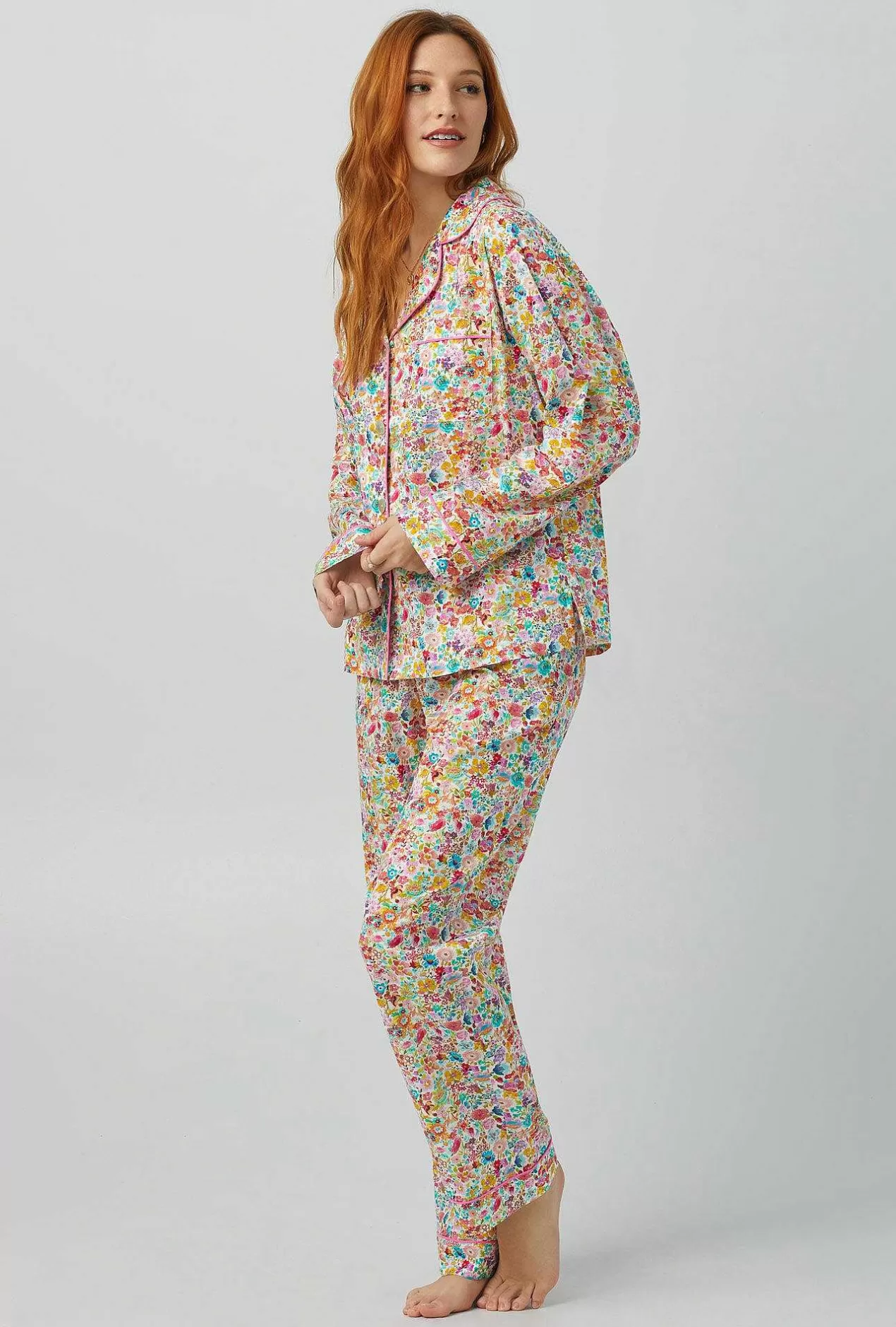 Extended Sizes*Bedhead Pajamas Classic Meadow Long Sleeve Classic Woven Cotton Tana Lawn® Pj Set Made With Liberty Fabrics