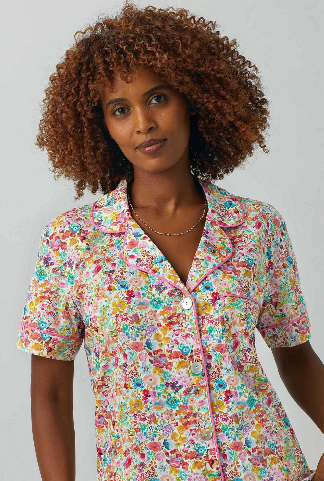 Made With Liberty Fabrics*Bedhead Pajamas Classic Meadow Short Sleeve Classic Woven Cotton Tana Lawn® Cropped Pj Set Made With Liberty Fabrics