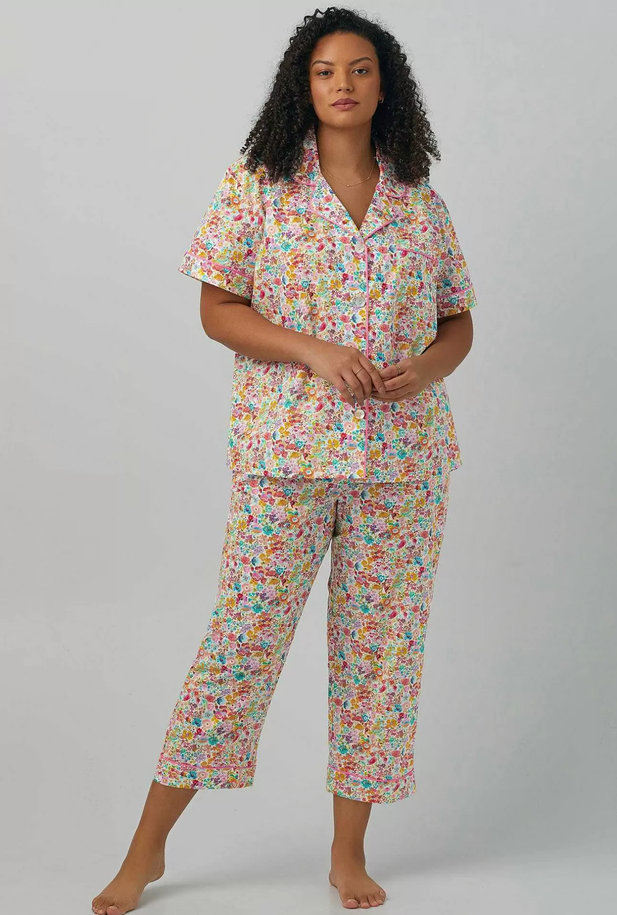 Made With Liberty Fabrics*Bedhead Pajamas Classic Meadow Short Sleeve Classic Woven Cotton Tana Lawn® Cropped Pj Set Made With Liberty Fabrics