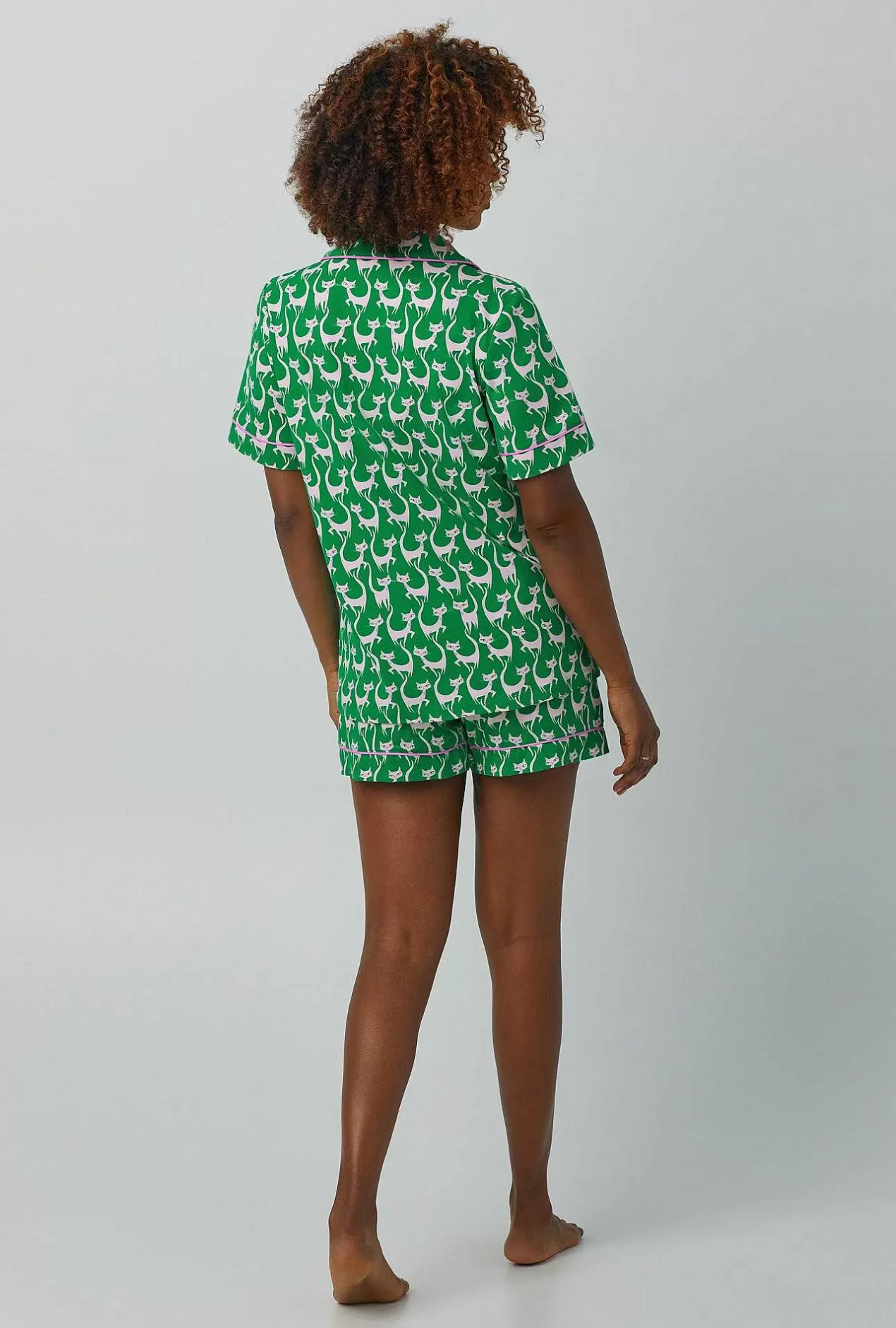 Shorty Sets*Bedhead Pajamas Cool Cats Short Sleeve Classic Shorty Stretch Jersey Pj Set