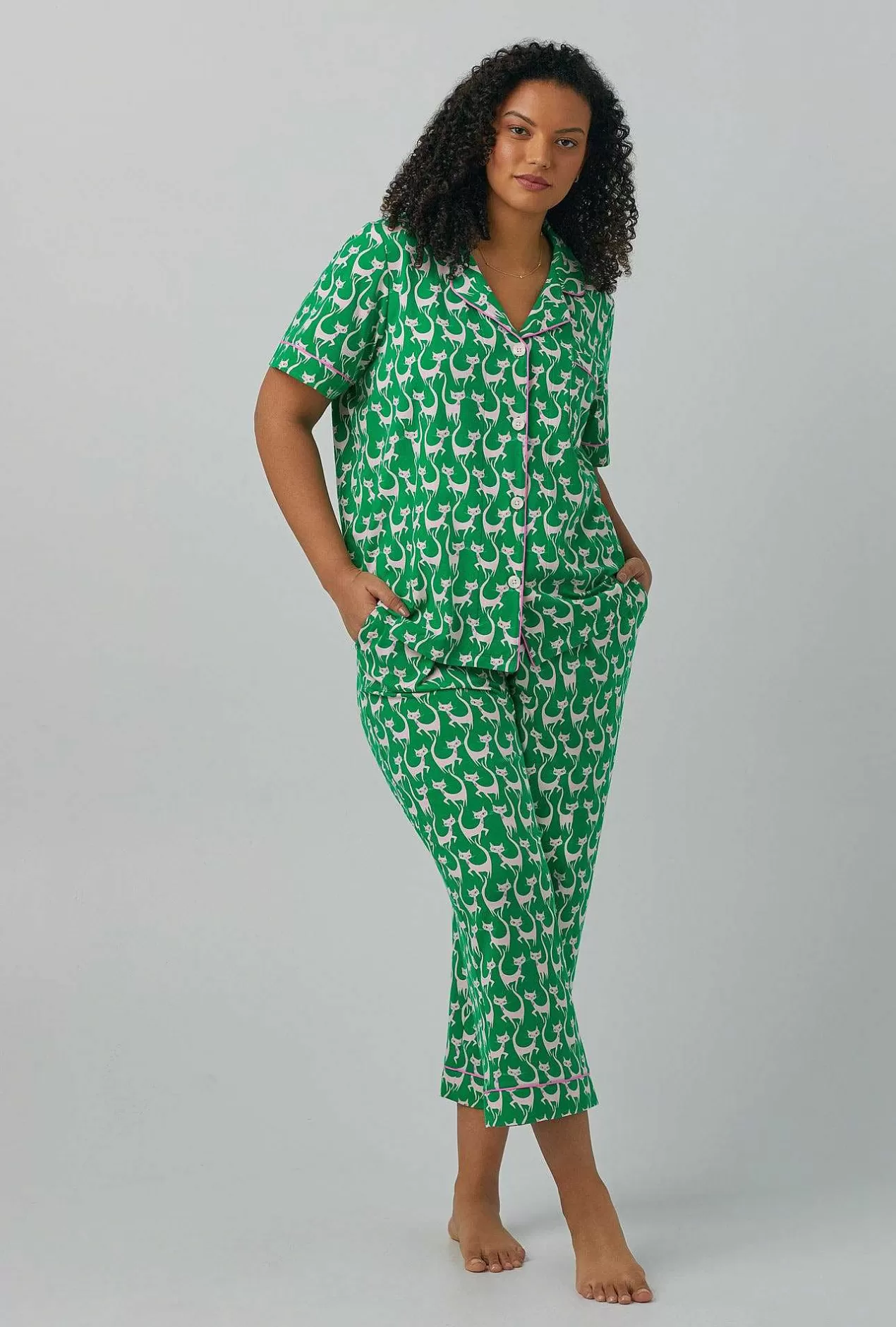 Cropped Sets*Bedhead Pajamas Cool Cats Short Sleeve Classic Stretch Jersey Cropped Pj Set