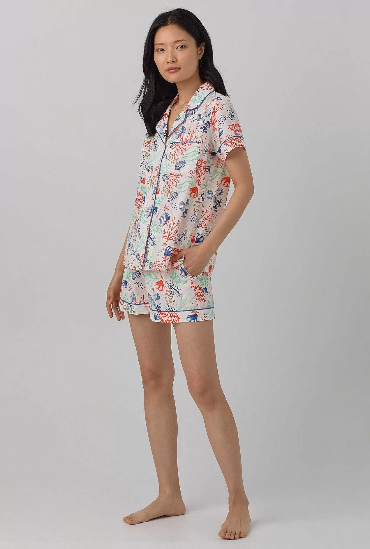 Extended Sizes*Bedhead Pajamas Coral Reef Short Sleeve Classic Woven Cotton Silk Pj Set