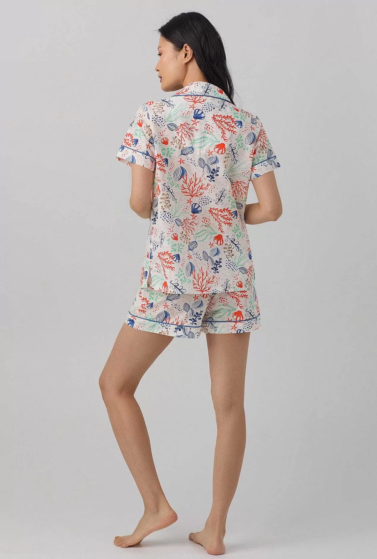 Extended Sizes*Bedhead Pajamas Coral Reef Short Sleeve Classic Woven Cotton Silk Pj Set