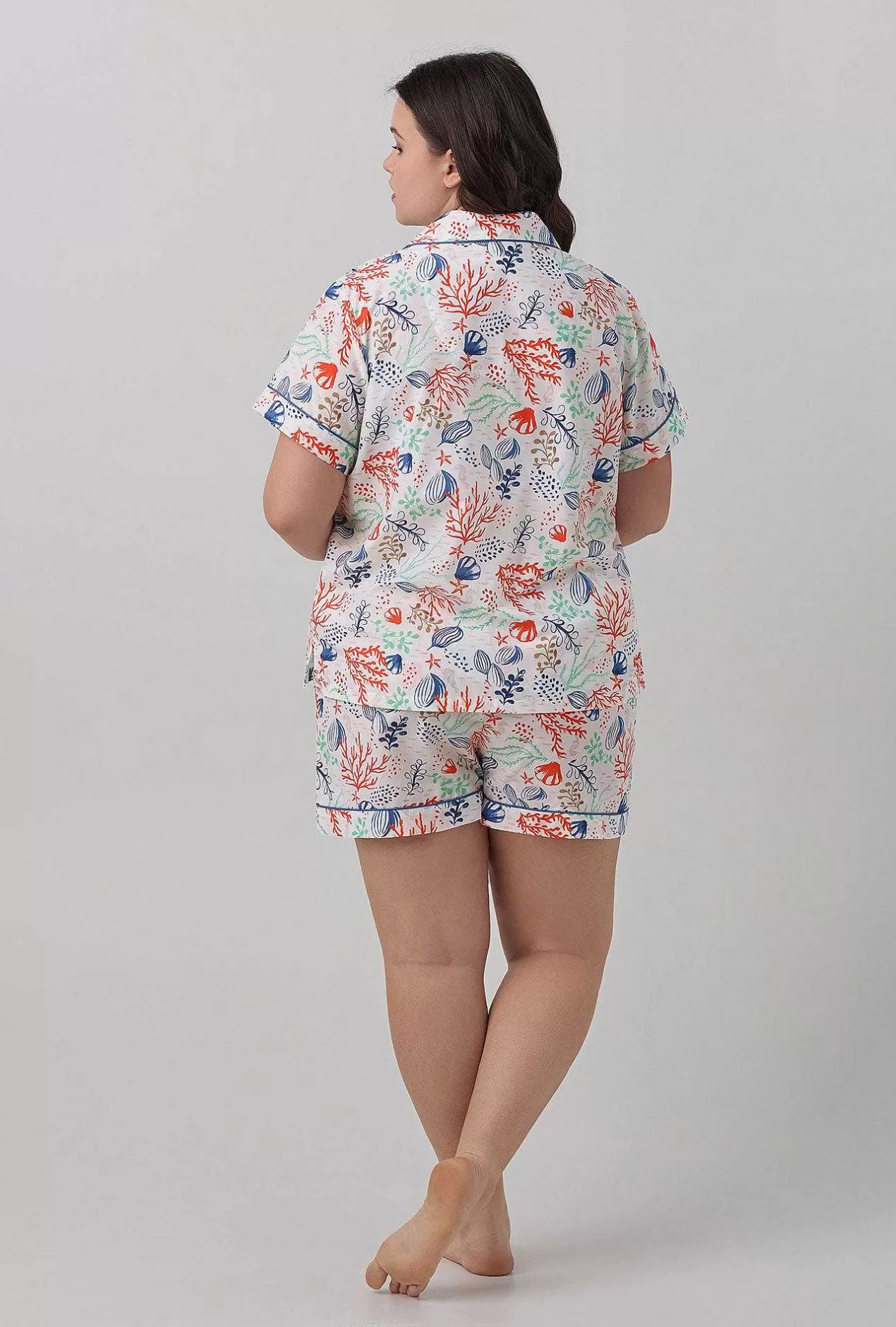 Extended Sizes*Bedhead Pajamas Coral Reef Short Sleeve Classic Woven Cotton Silk Pj Set