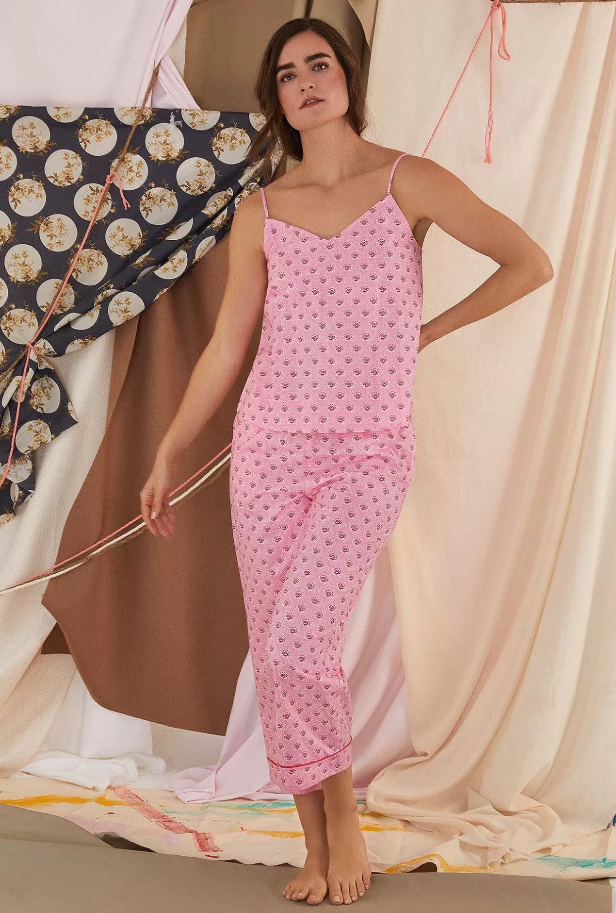 Floral Shop*Bedhead Pajamas Corsage Tank Woven Cotton Poplin Cropped Pj Set