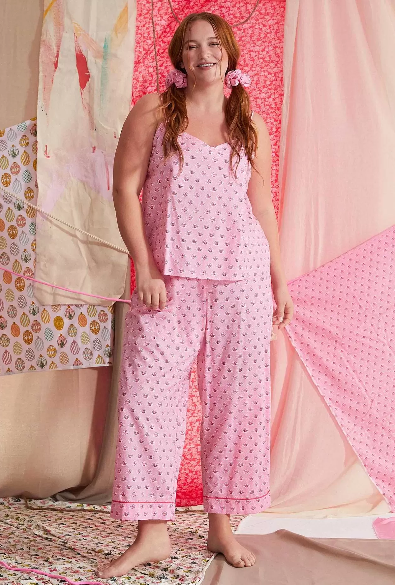 Floral Shop*Bedhead Pajamas Corsage Tank Woven Cotton Poplin Cropped Pj Set