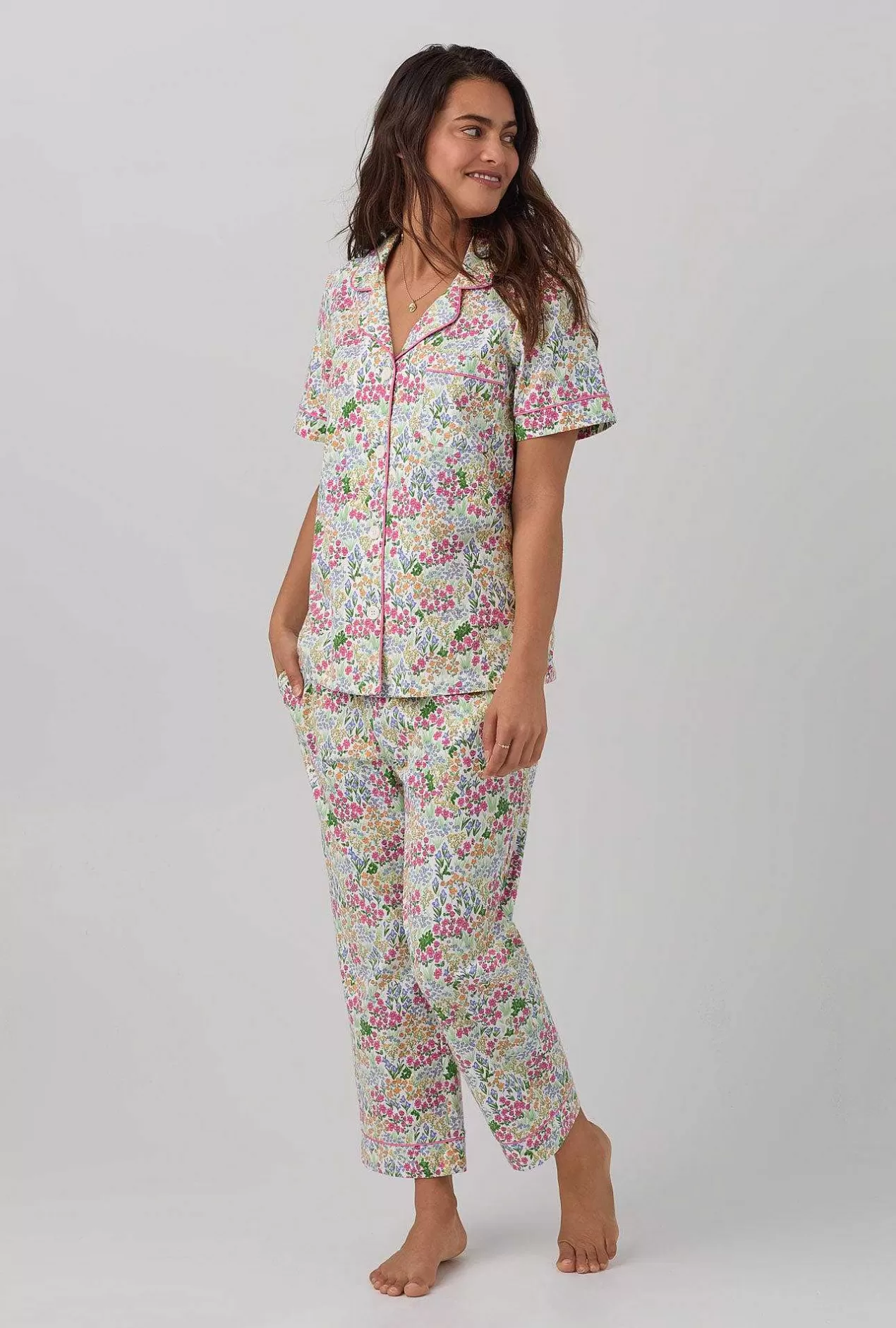 Cropped Sets*Bedhead Pajamas Cottage Garden Short Sleeve Classic Stretch Jersey Cropped Pj Set
