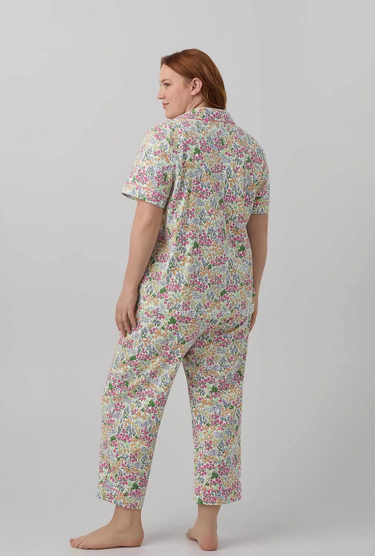 Floral Shop*Bedhead Pajamas Cottage Garden Short Sleeve Classic Stretch Jersey Cropped Pj Set
