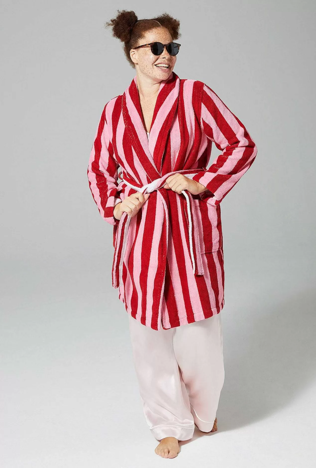 Men'S Robes*Bedhead Pajamas Cottage Stripe Unisex Short Woven Cotton Loop Turkish Terry Jacquard Robe