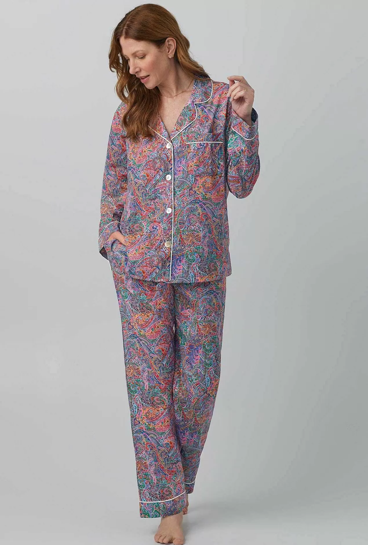 Extended Sizes*Bedhead Pajamas Dana Sharmin Long Sleeve Classic Woven Cotton Tana Lawn® Pj Set Made With Liberty Fabrics