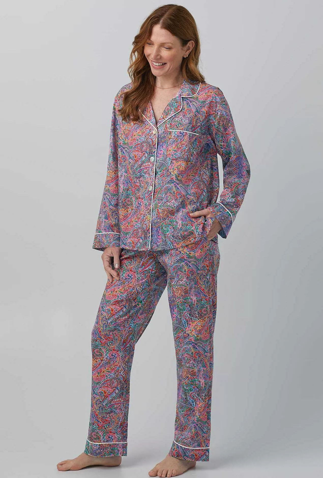Extended Sizes*Bedhead Pajamas Dana Sharmin Long Sleeve Classic Woven Cotton Tana Lawn® Pj Set Made With Liberty Fabrics