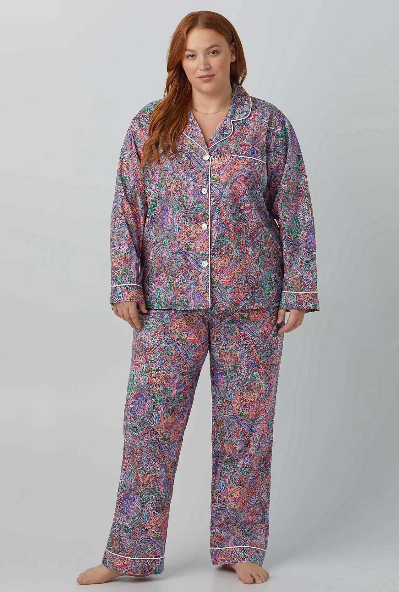 Extended Sizes*Bedhead Pajamas Dana Sharmin Long Sleeve Classic Woven Cotton Tana Lawn® Pj Set Made With Liberty Fabrics