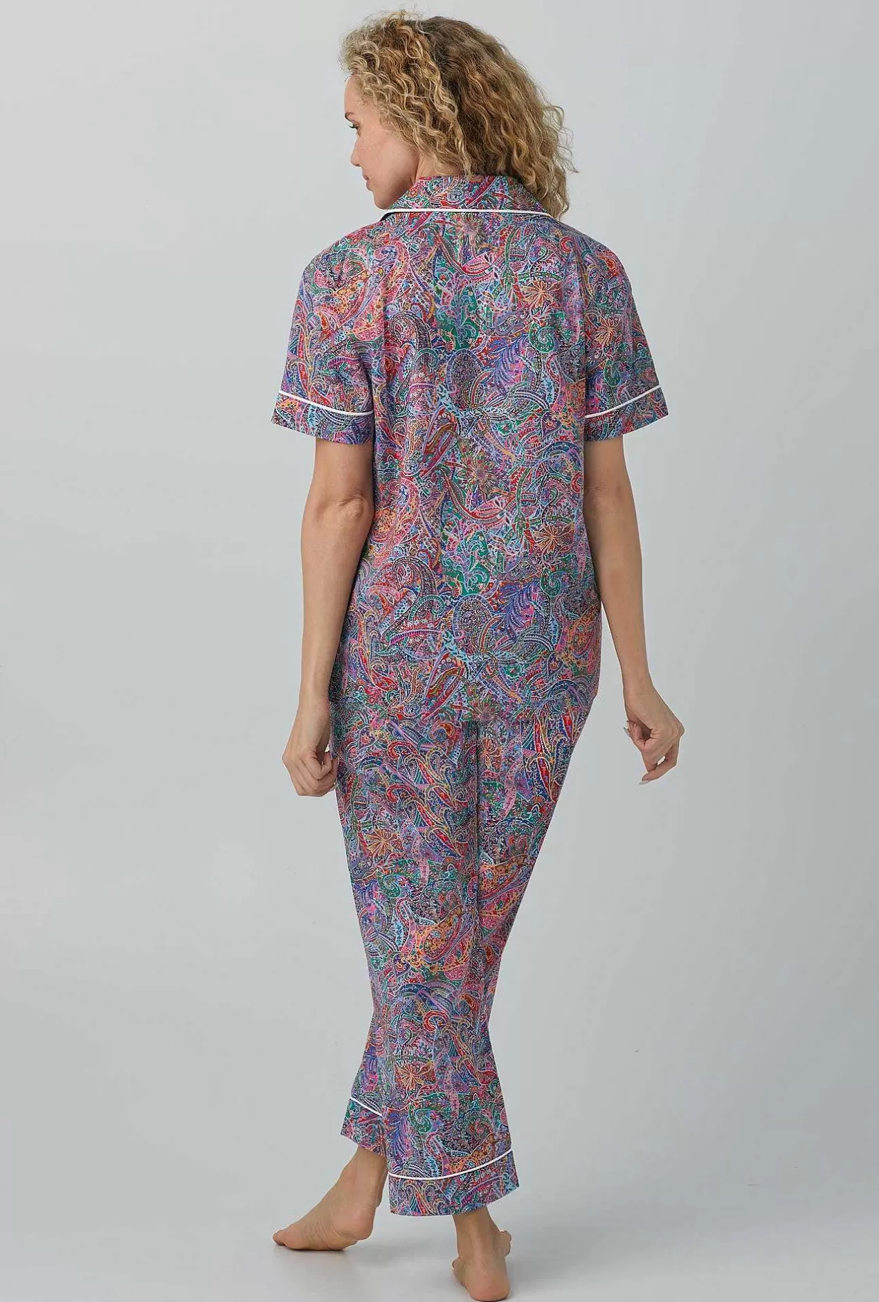 Cropped Sets*Bedhead Pajamas Dana Sharmin Short Sleeve Classic Woven Cotton Tana Lawn® Cropped Pj Set Made With Liberty Fabrics