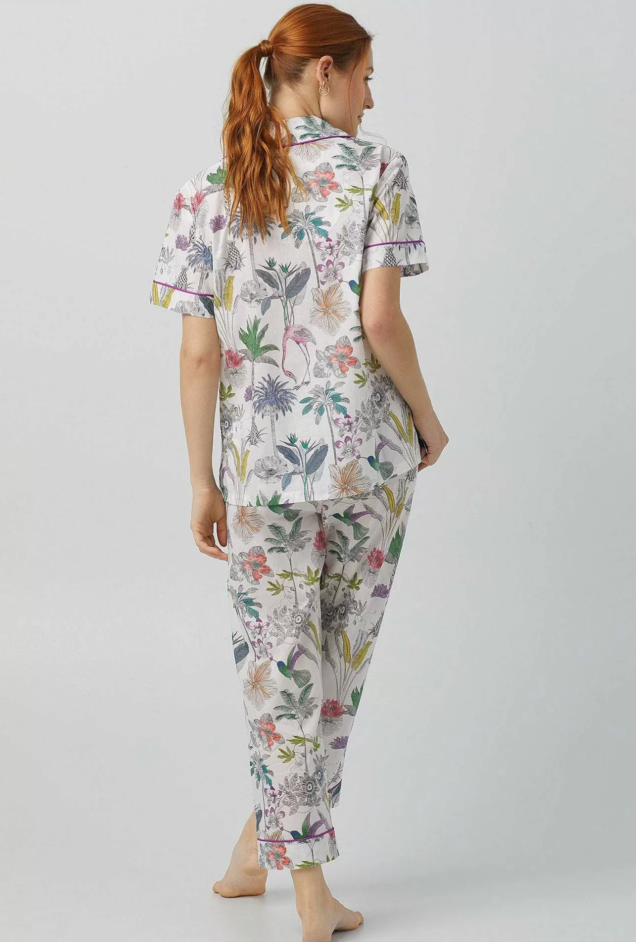 Floral Shop*Bedhead Pajamas Darwin'S Journey Short Sleeve Classic Woven Cotton Tana Lawn® Cropped Pj Set Made With Liberty Fabrics