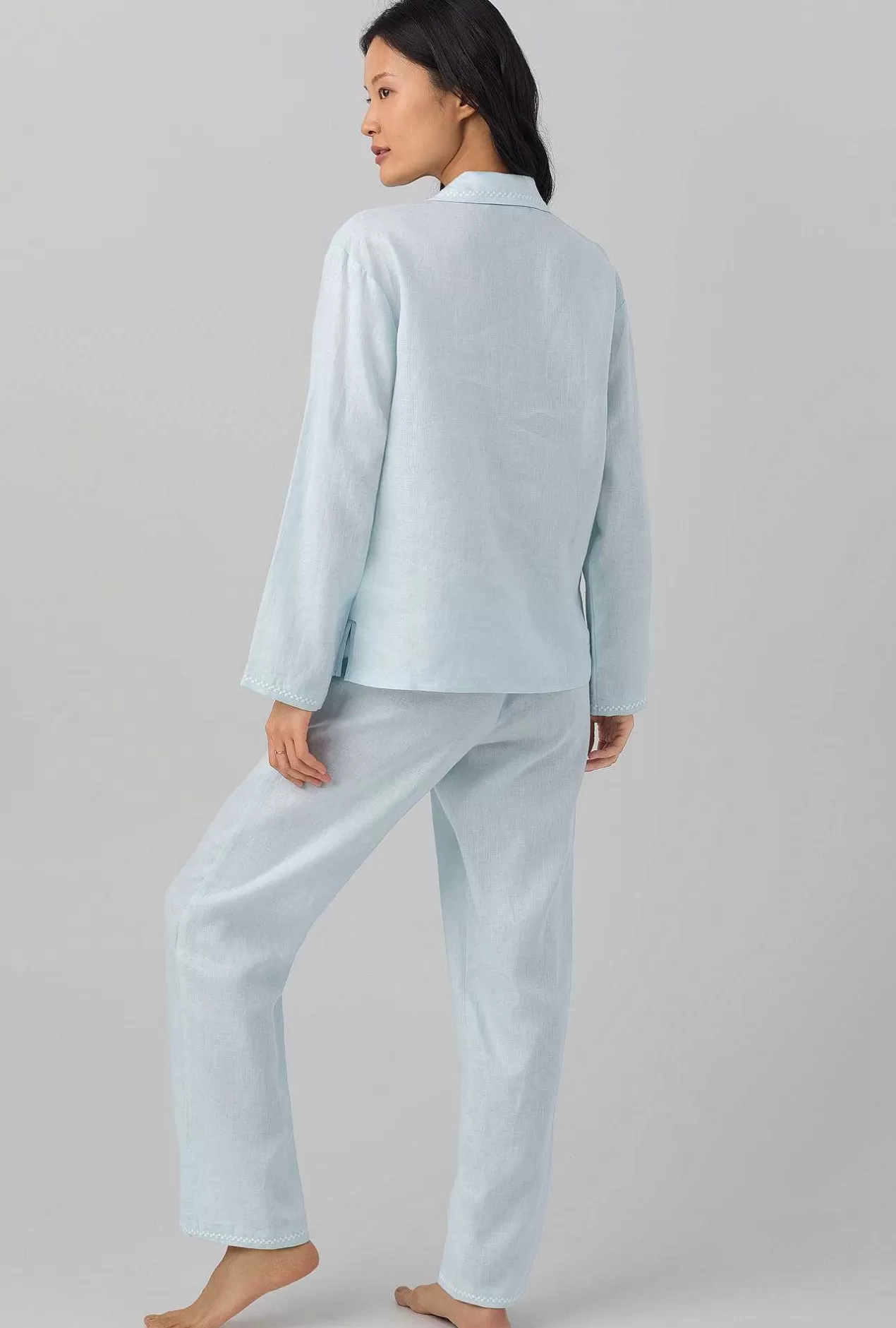 Extended Sizes*Bedhead Pajamas Delicate Blue Long Sleeve Classic Linen Pj Set