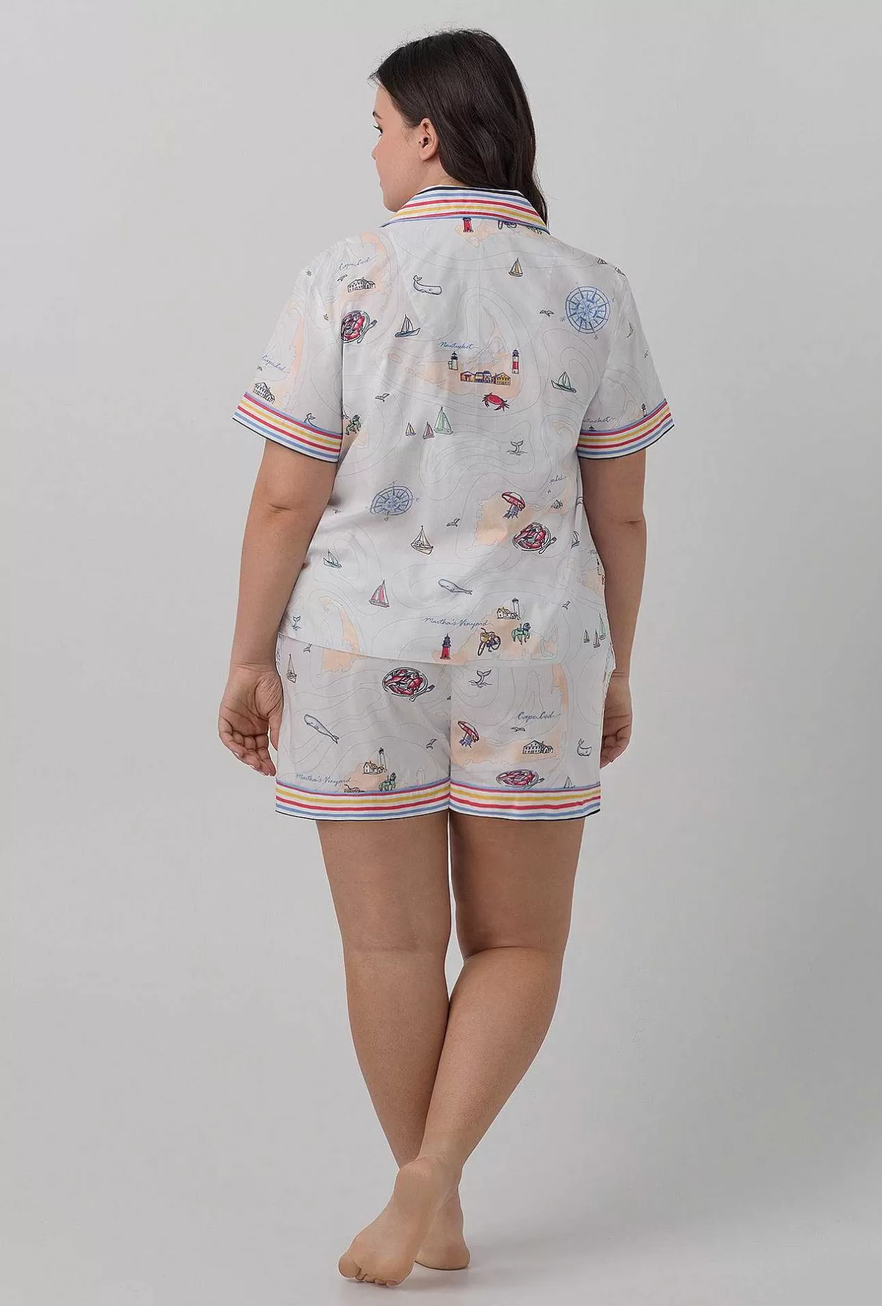 Stripe Shop*Bedhead Pajamas Eastern Seaboard Short Sleeve Classic Shorty Woven Cotton Poplin Pj Set