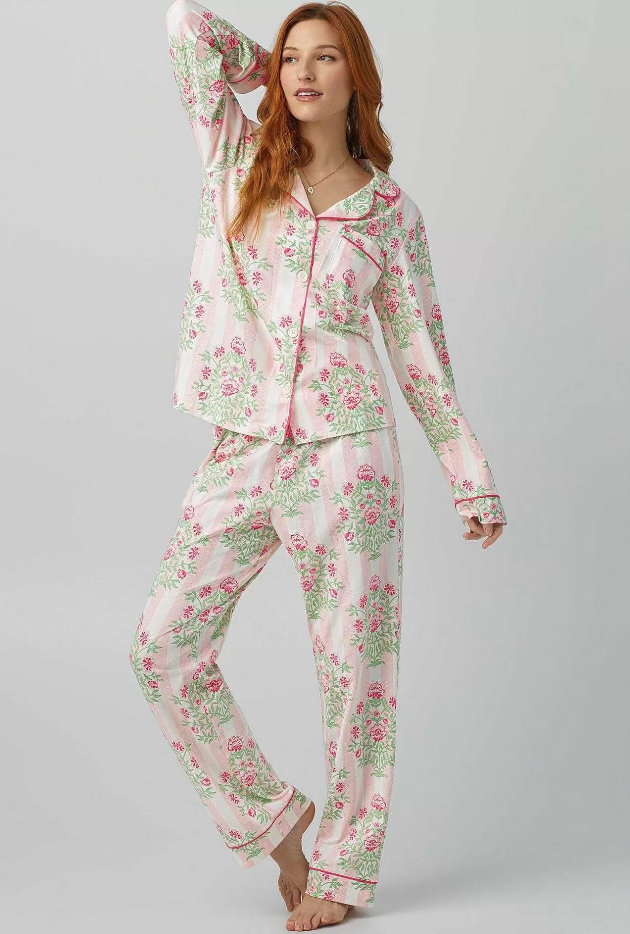 Extended Sizes*Bedhead Pajamas Estate Bouquet Long Sleeve Classic Stretch Jersey Pj Set