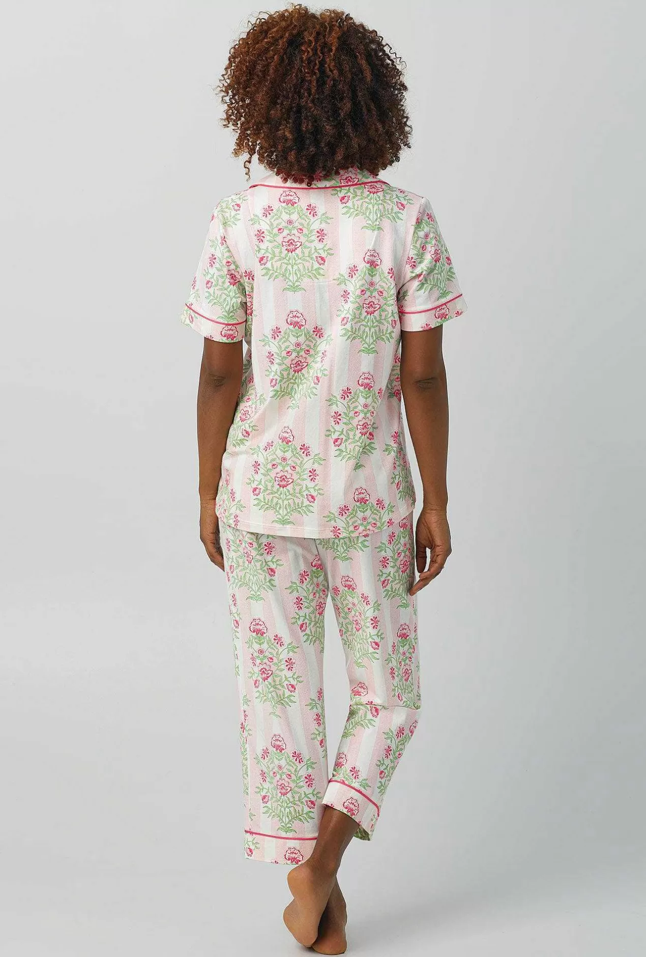 Cropped Sets*Bedhead Pajamas Estate Bouquet Short Sleeve Classic Stretch Jersey Cropped Pj Set