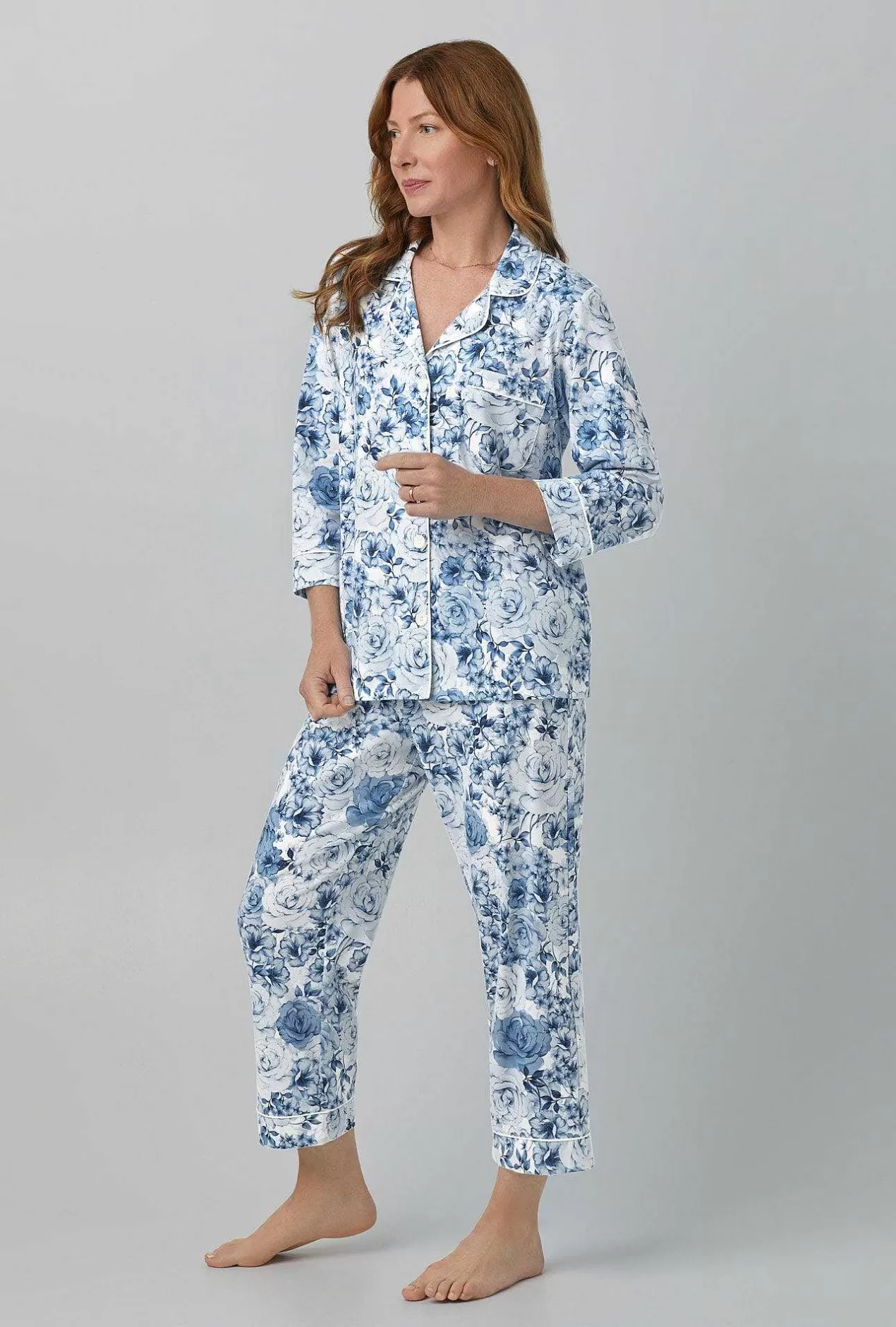 Cropped Sets*Bedhead Pajamas Eternal Blooms 3/4 Sleeve Classic Stretch Jersey Cropped Pj Set