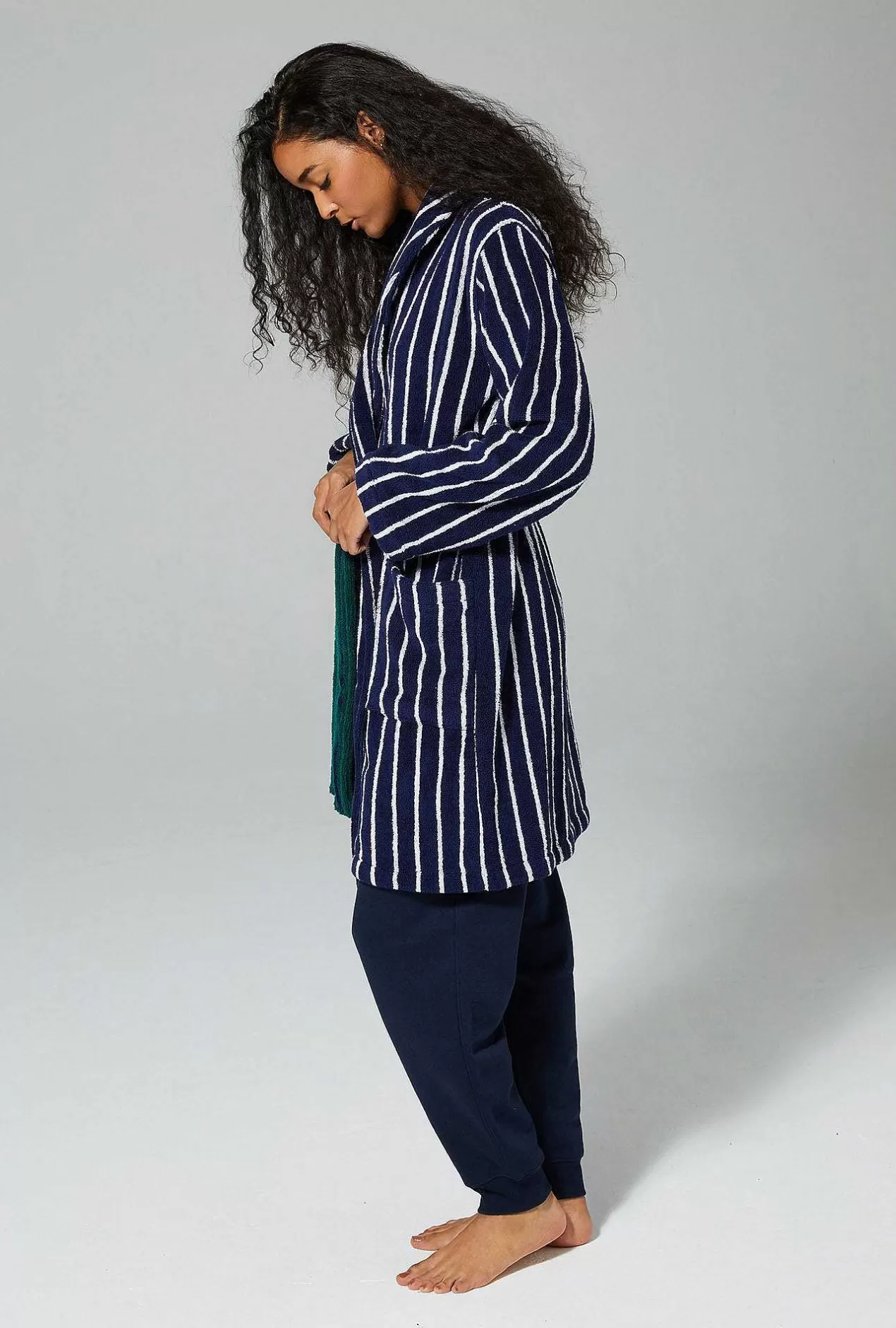 Men'S Robes*Bedhead Pajamas Field Stripe Unisex Short Woven Cotton Loop Turkish Terry Jacquard Robe