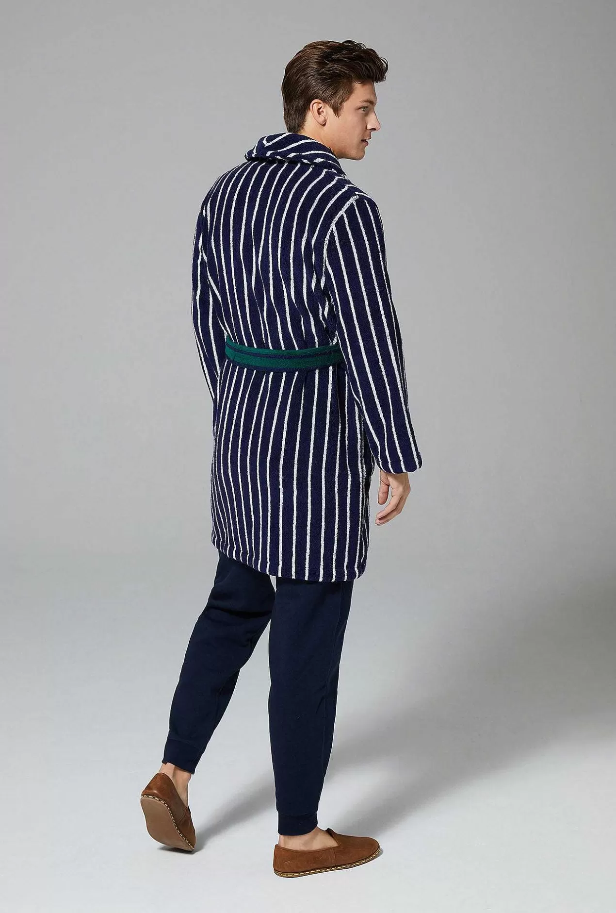 Men'S Robes*Bedhead Pajamas Field Stripe Unisex Short Woven Cotton Loop Turkish Terry Jacquard Robe