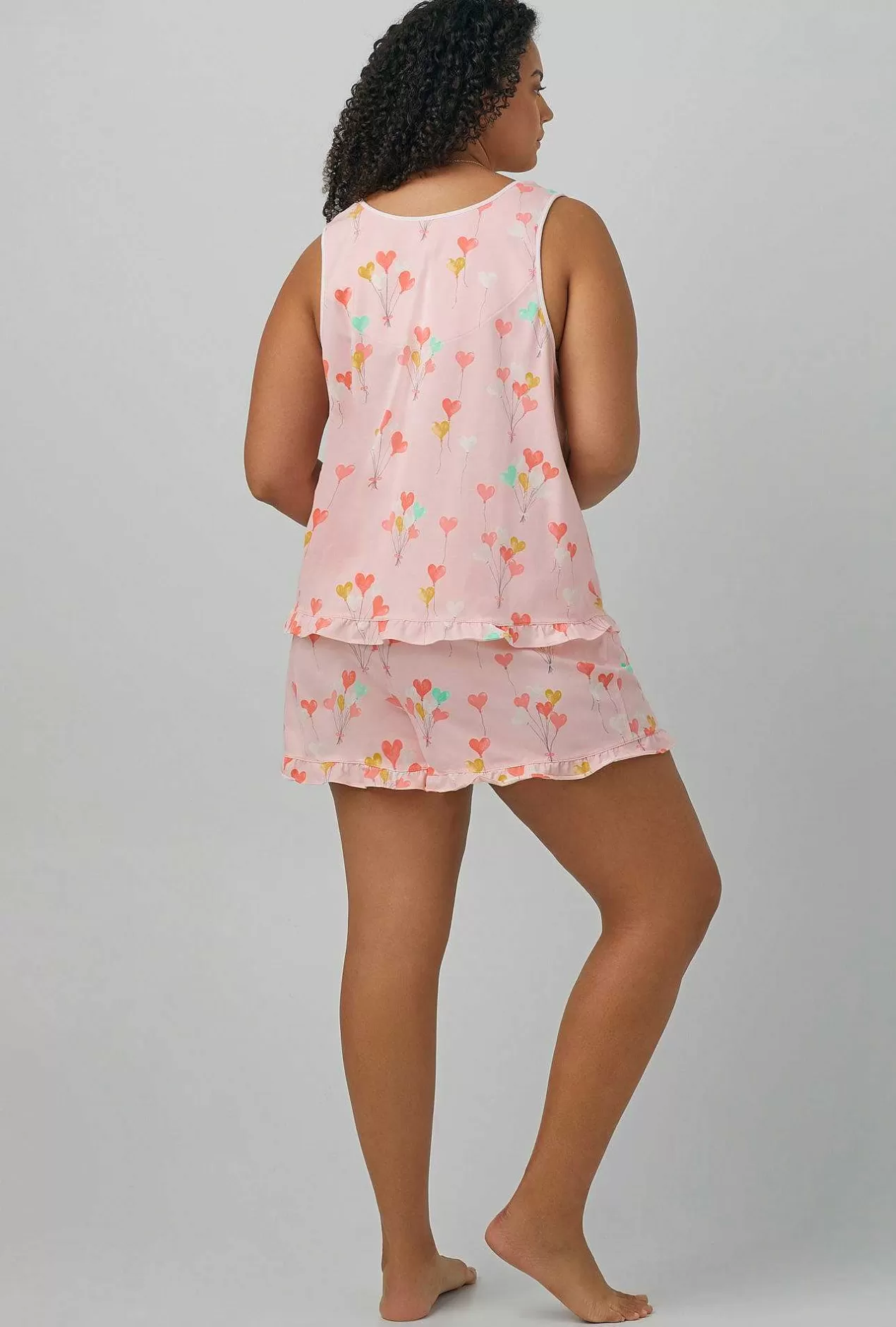 Bridal Shop*Bedhead Pajamas Floating Hearts Ruffle Tank Shorty Stretch Jersey Pj Set