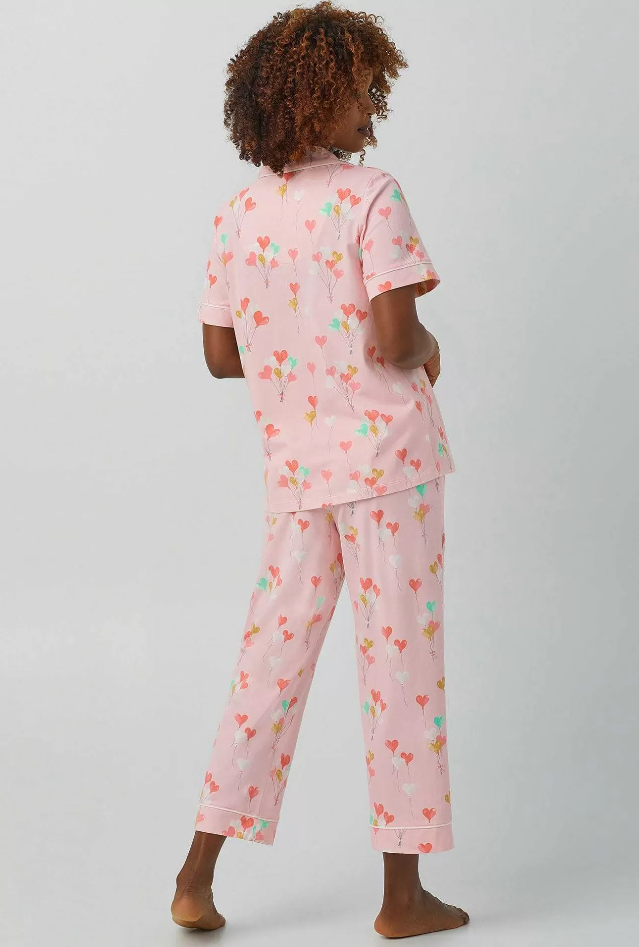 Bridal Shop*Bedhead Pajamas Floating Hearts Short Sleeve Classic Stretch Jersey Cropped Pj Set