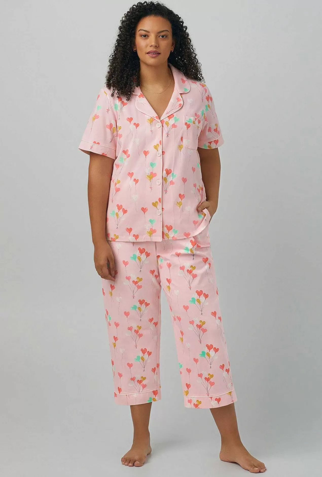Cropped Sets*Bedhead Pajamas Floating Hearts Short Sleeve Classic Stretch Jersey Cropped Pj Set