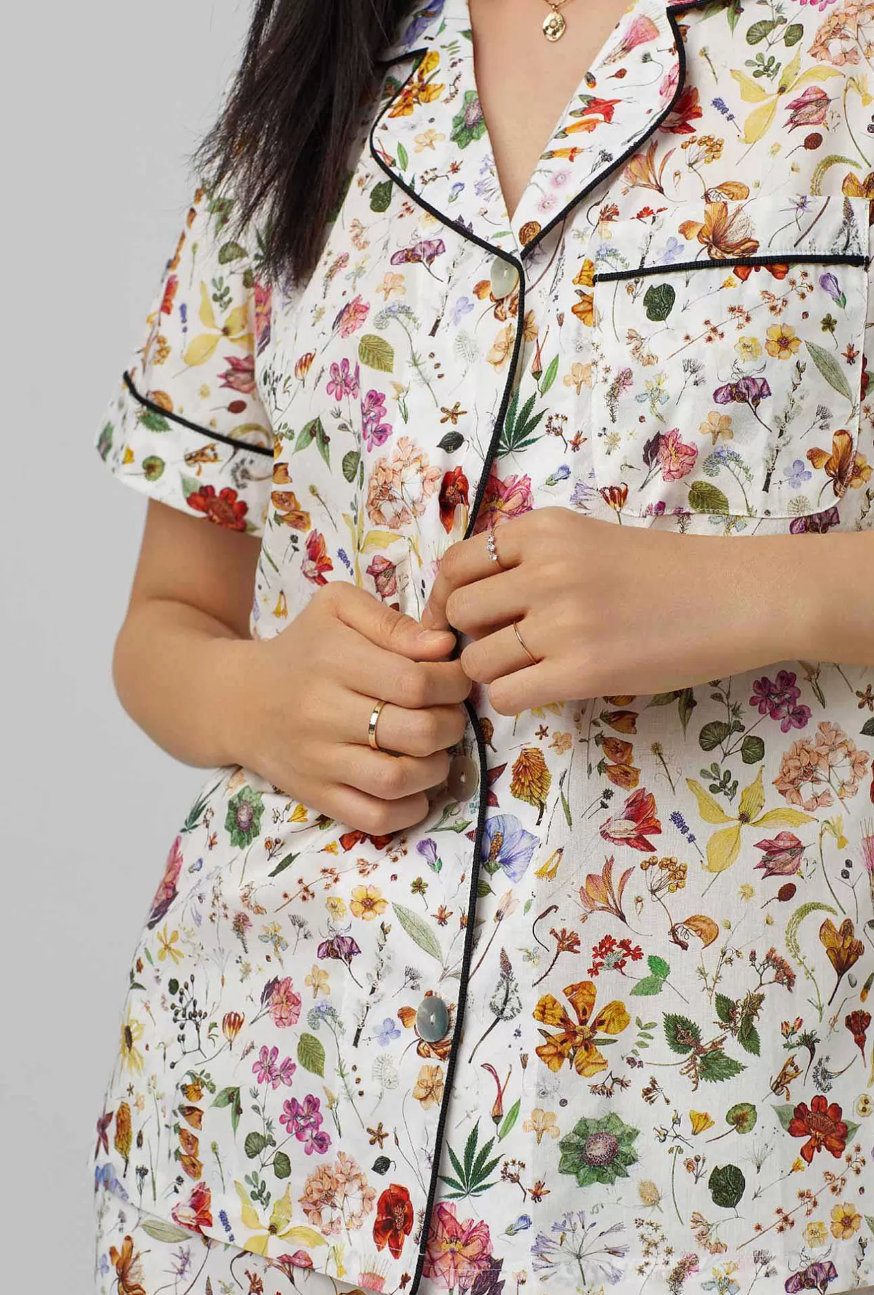 Shorty Sets*Bedhead Pajamas Floral Eve Short Sleeve Classic Woven Cotton Tana Lawn® Short Pajama Set Made With Liberty Fabrics
