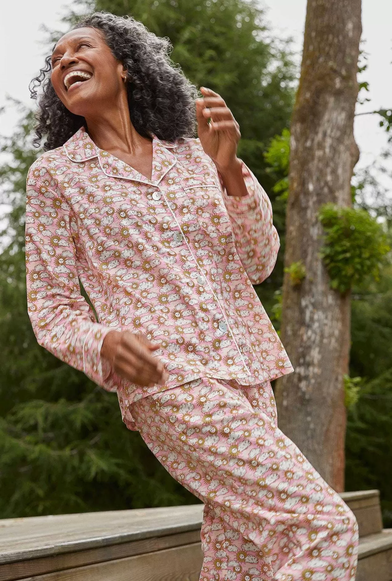 Extended Sizes*Bedhead Pajamas Follow The Sun Long Sleeve Classic Woven Cotton Tana Lawn® Pj Set Made With Liberty Fabrics