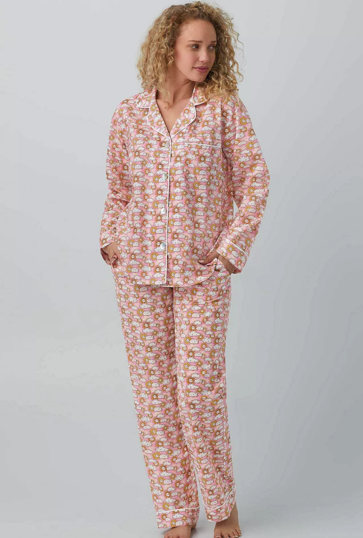Extended Sizes*Bedhead Pajamas Follow The Sun Long Sleeve Classic Woven Cotton Tana Lawn® Pj Set Made With Liberty Fabrics
