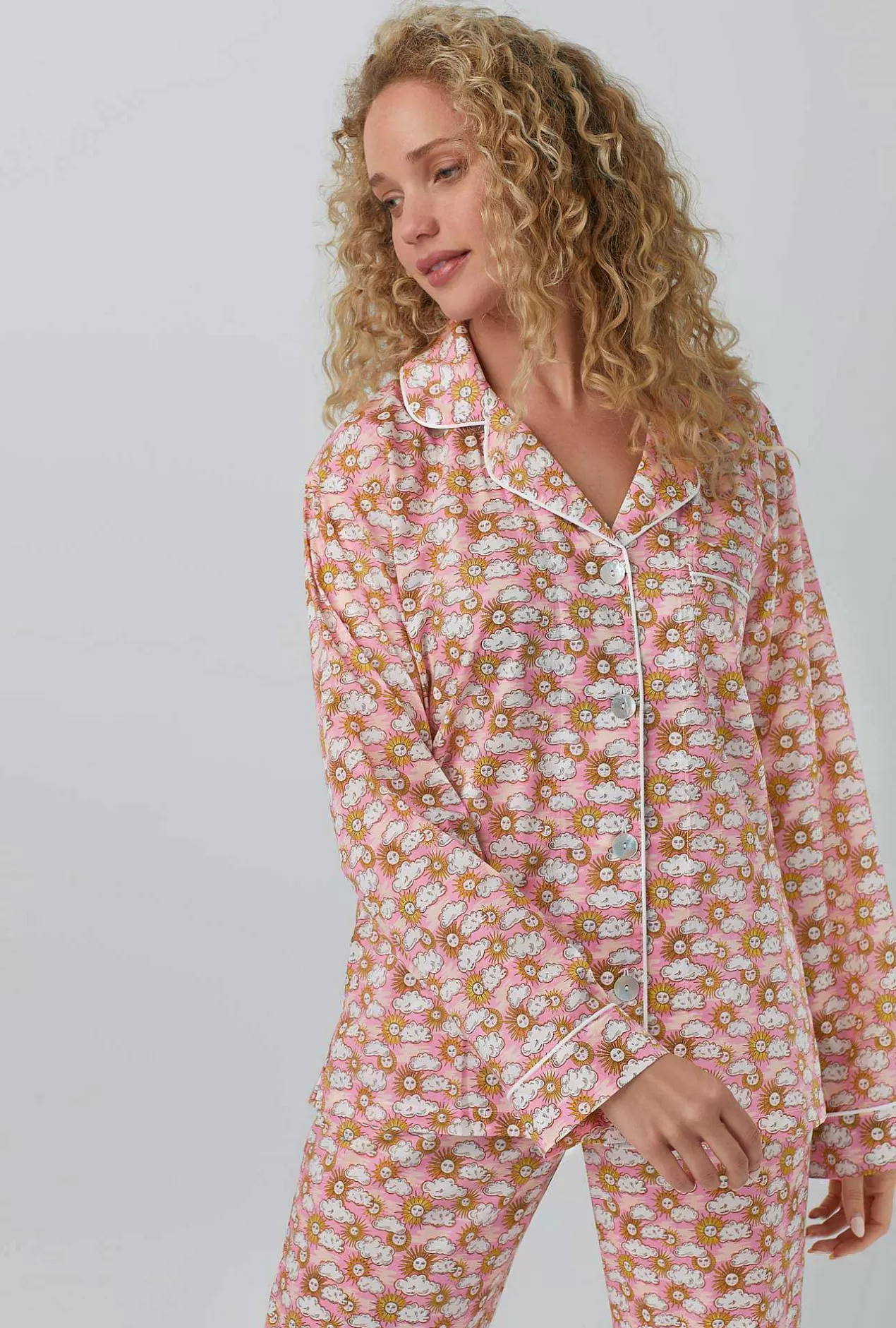 Extended Sizes*Bedhead Pajamas Follow The Sun Long Sleeve Classic Woven Cotton Tana Lawn® Pj Set Made With Liberty Fabrics