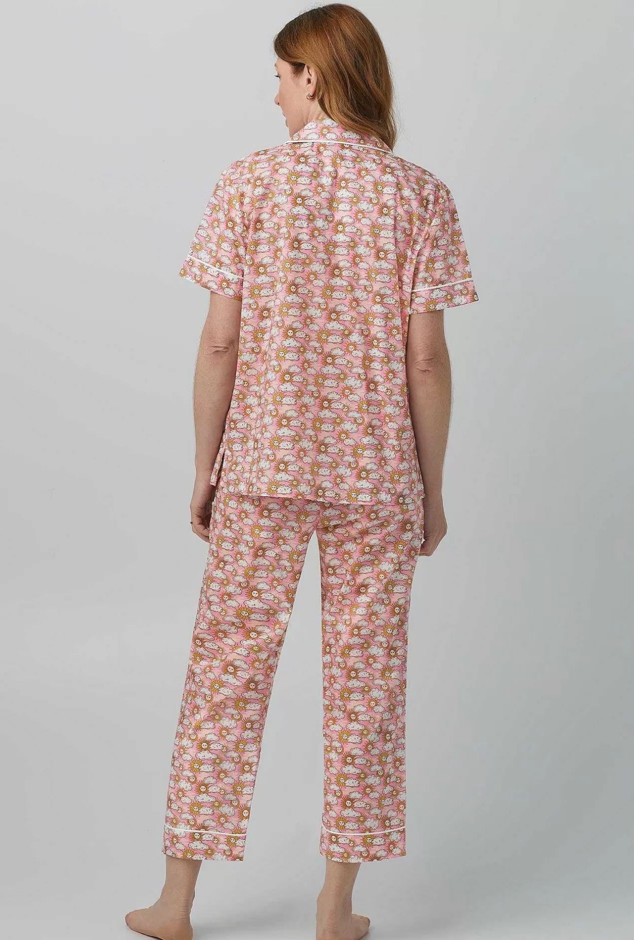 Cropped Sets*Bedhead Pajamas Follow The Sun Short Sleeve Classic Woven Cotton Tana Lawn® Cropped Pj Set Made With Liberty Fabrics