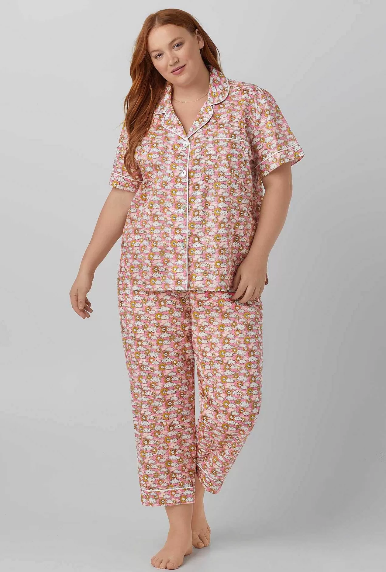 Cropped Sets*Bedhead Pajamas Follow The Sun Short Sleeve Classic Woven Cotton Tana Lawn® Cropped Pj Set Made With Liberty Fabrics