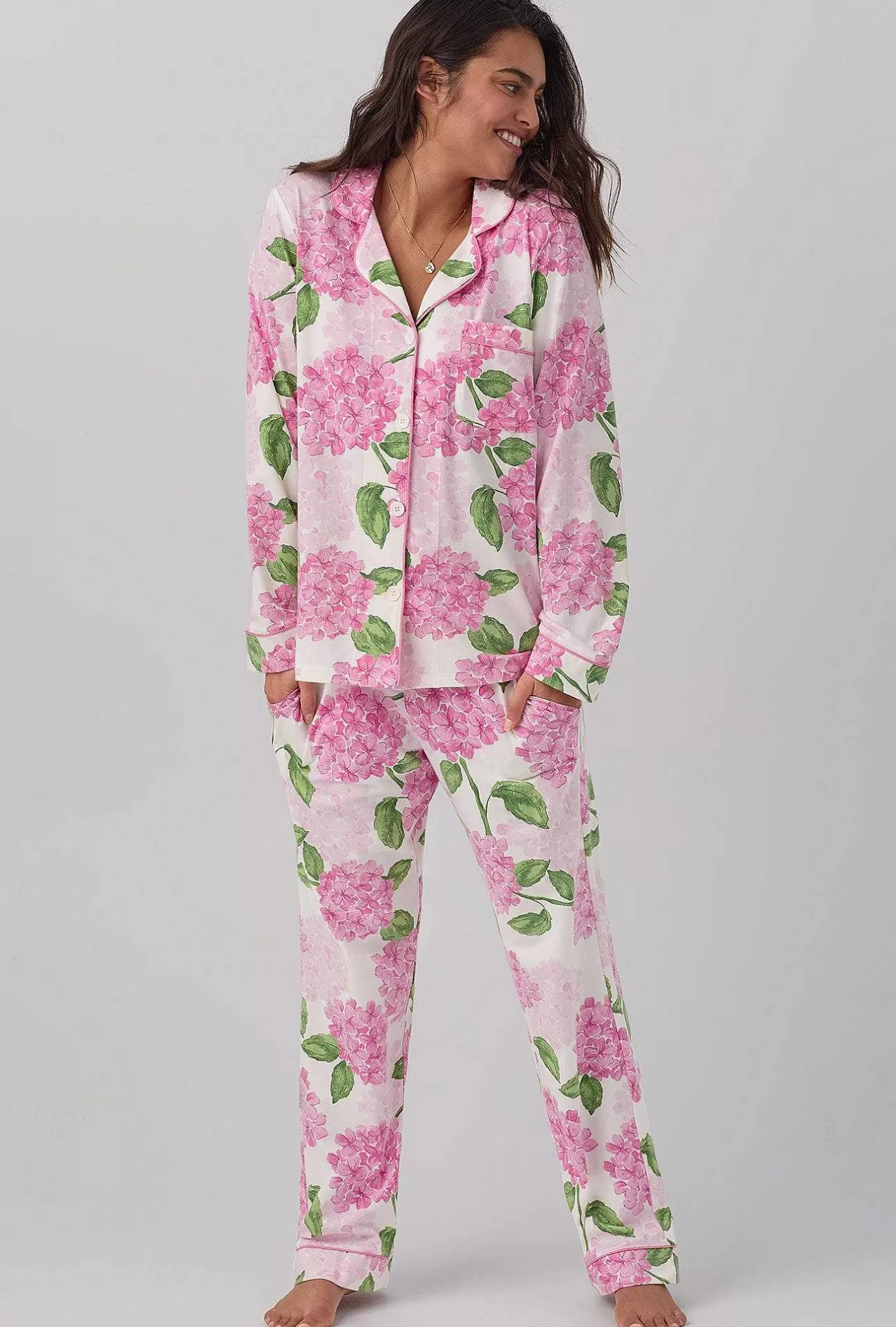 Floral Shop*Bedhead Pajamas Grand Hydrangea Long Sleeve Classic Stretch Jersey Pj Set