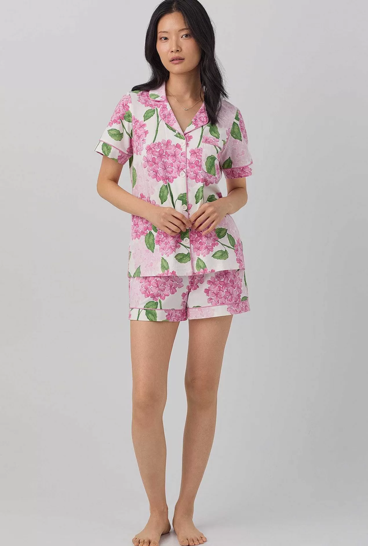 Mother'S Day*Bedhead Pajamas Grand Hydrangea Short Sleeve Classic Shorty Stretch Jersey Pj Set