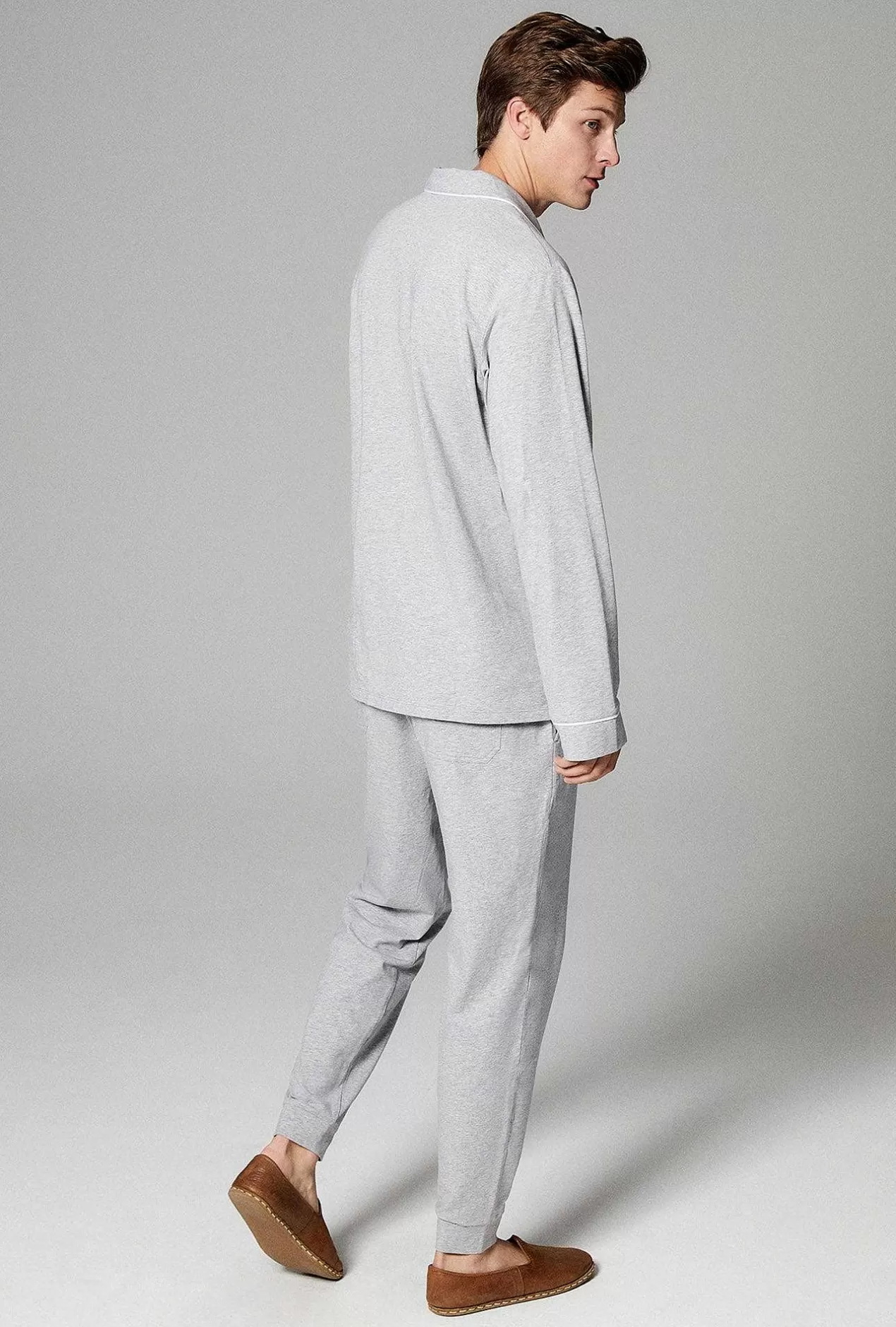 Bedhead Favorites*Bedhead Pajamas Heather Grey Men'S Long Sleeve And Jogger Stretch Jersey Pj Set