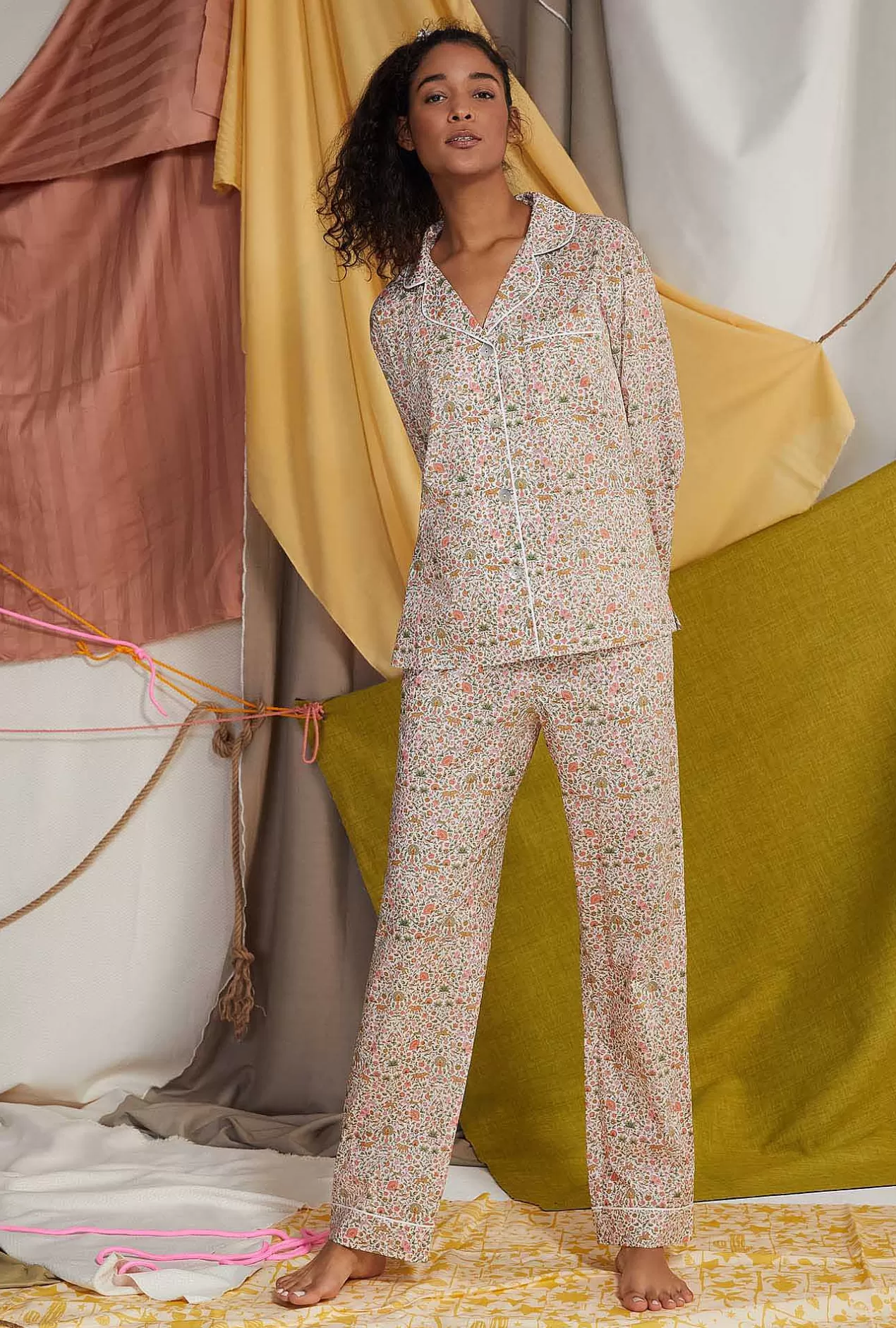 Made With Liberty Fabrics*Bedhead Pajamas Imran Long Sleeve Classic Woven Cotton Tana Lawn® Pj Set Made With Liberty Fabrics