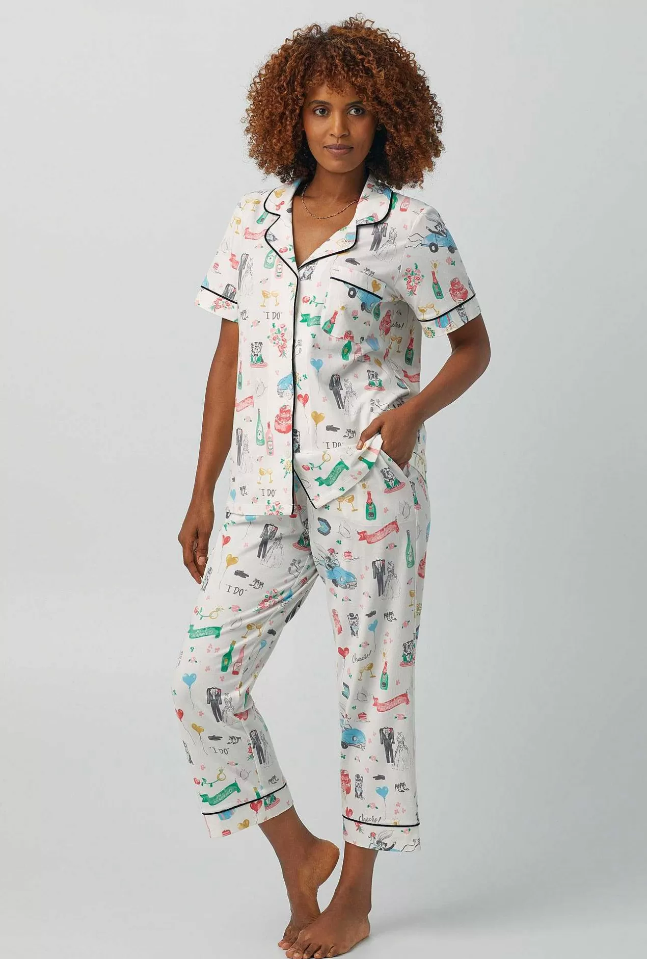 Cropped Sets*Bedhead Pajamas Just Married Short Sleeve Classic Stretch Jersey Cropped Pj Set