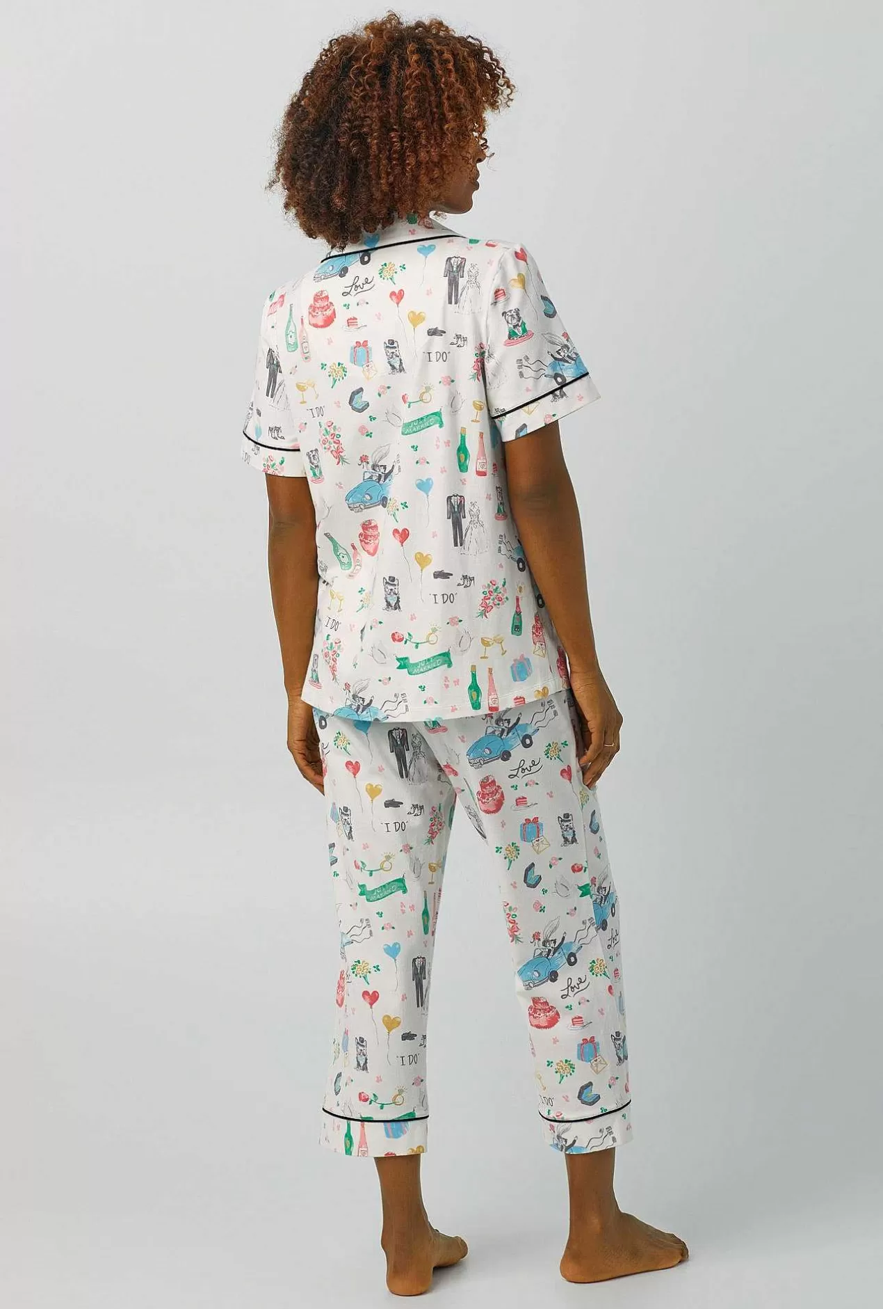 Bridal Shop*Bedhead Pajamas Just Married Short Sleeve Classic Stretch Jersey Cropped Pj Set